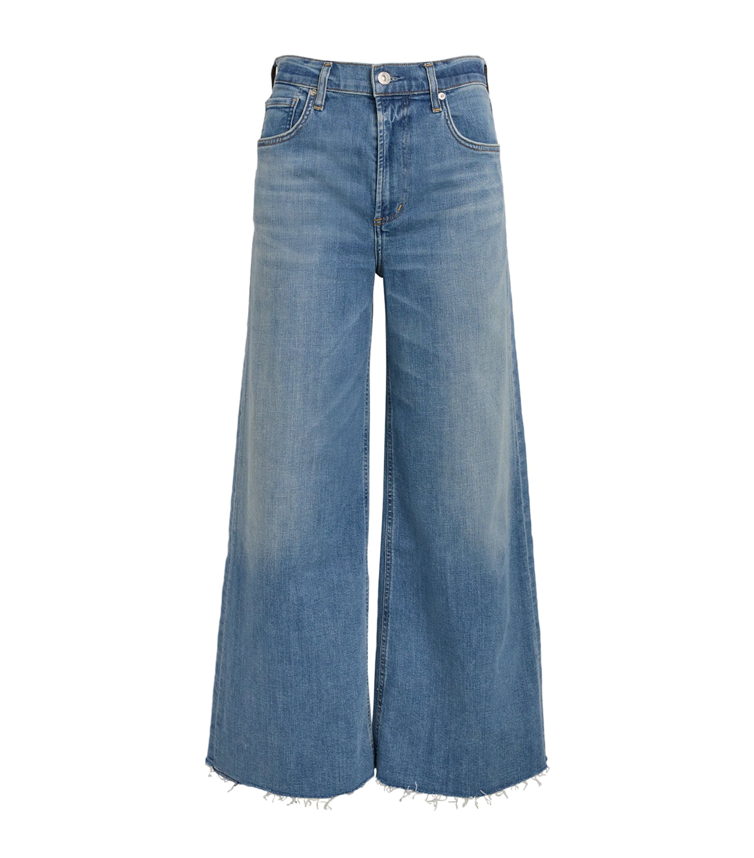 Citizens Of Humanity Lyra Cropped Wide-leg Jeans In Blue