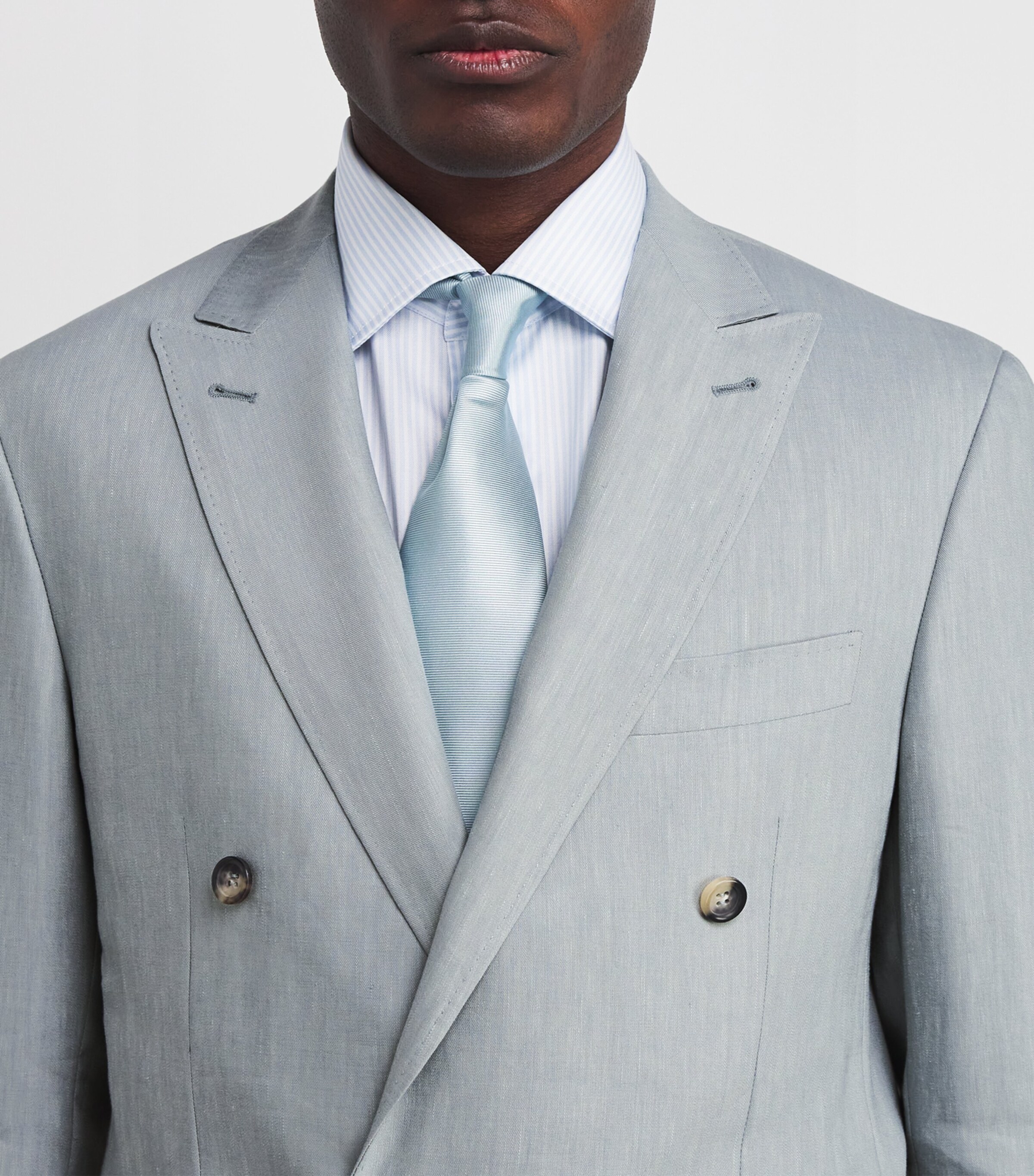 Canali Mens Linen-Wool Kei Double-Breasted Blazer Image 7