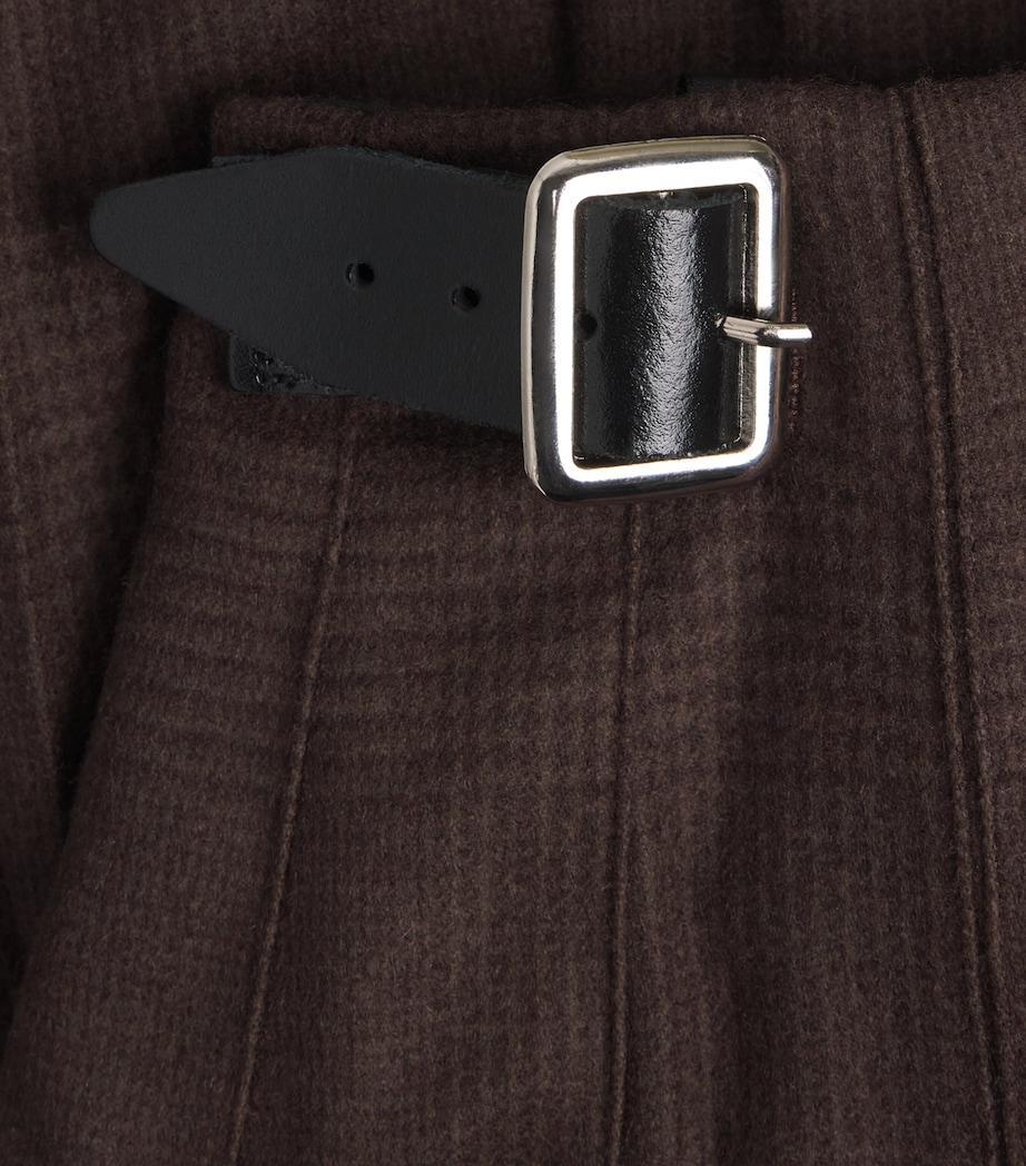 Johnstons Of Elgin Womens x Le Kilt Wool-Cashmere Pleated Midi Skirt Brn Shdow Chk Image 6
