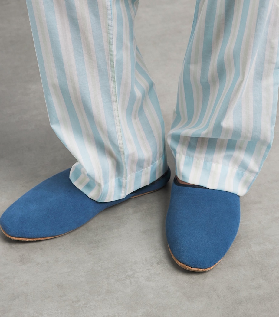 Derek Rose Suede Douglas Slippers Blue Image 2
