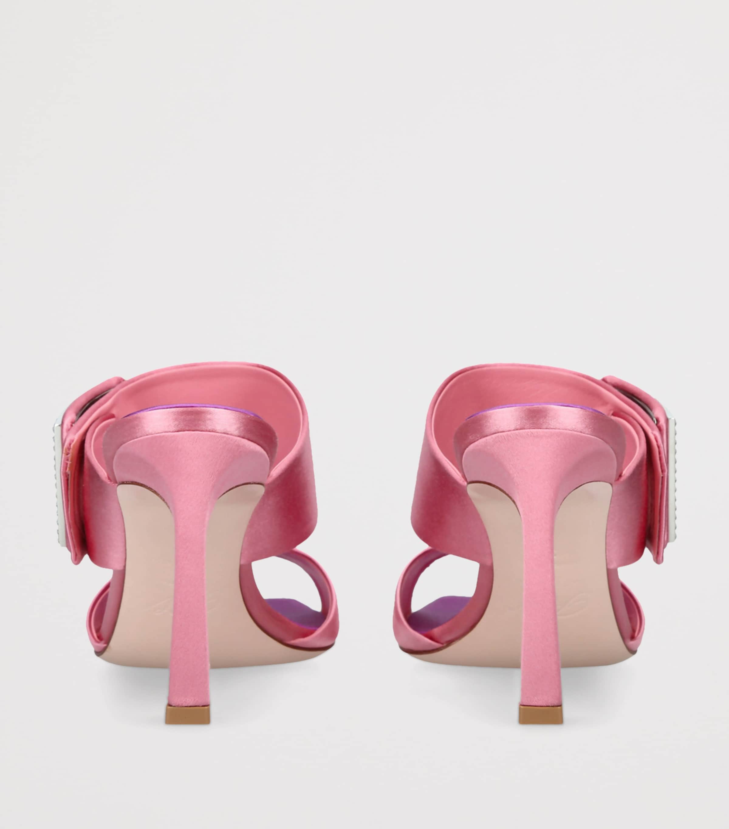 Roger Vivier Satin Trompette Wide-Strap Mules 85 Pink Image 2