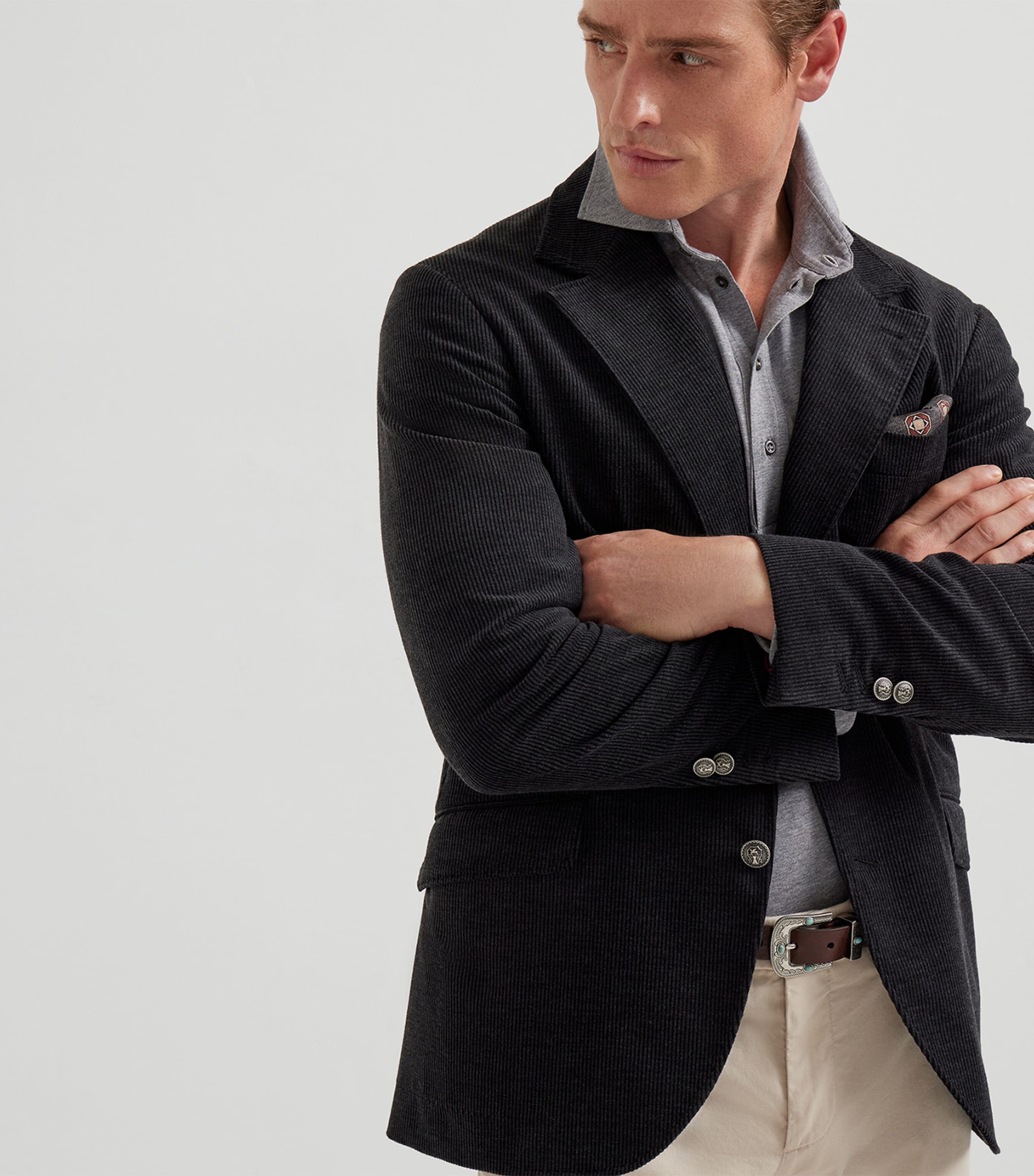 Cotton Long-Sleeve Polo Shirt C8190 Image 5