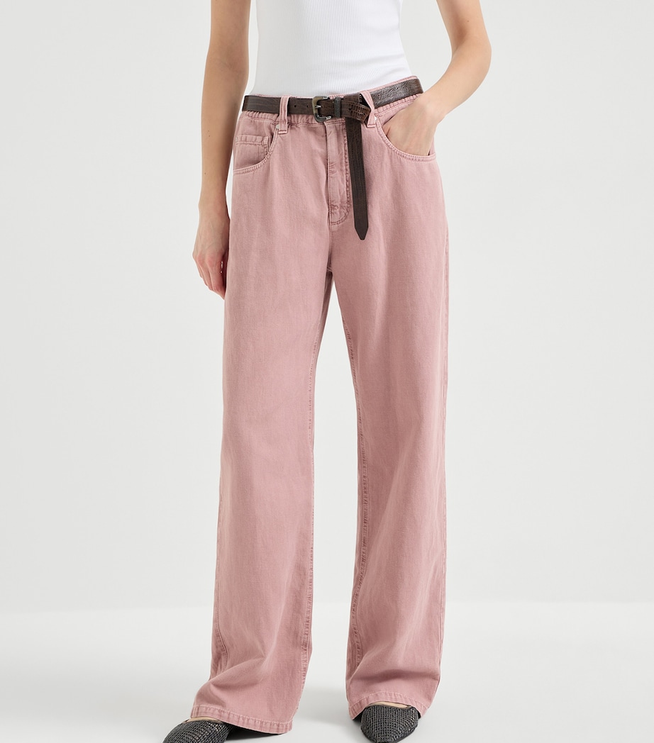 Brunello Cucinelli Womens Cotton-Linen Garment-Dyed Trousers Image 3