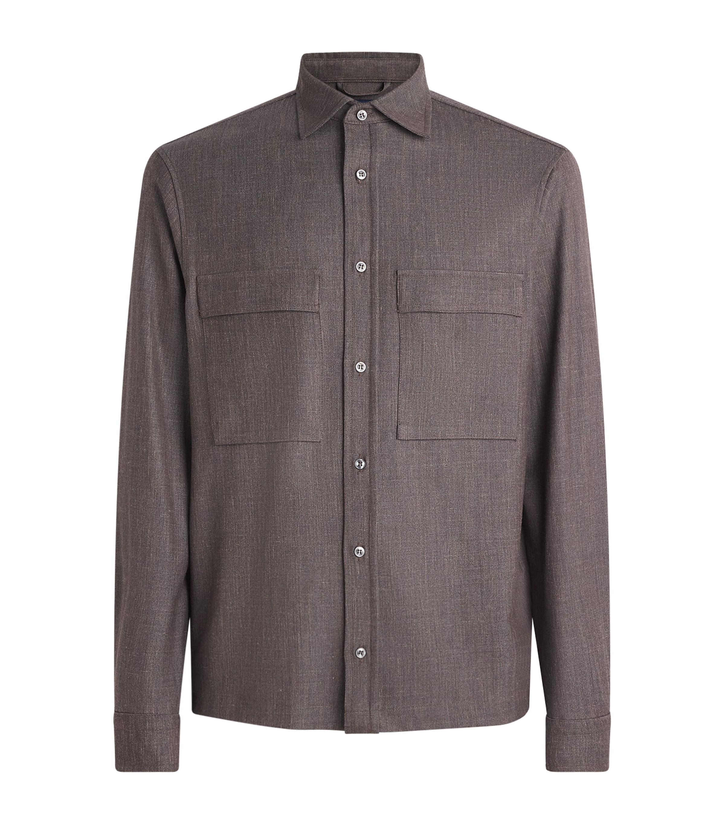 Paul & Shark Mens Wool-Silk-Linen-Blend Overshirt Dove Grey Image 1
