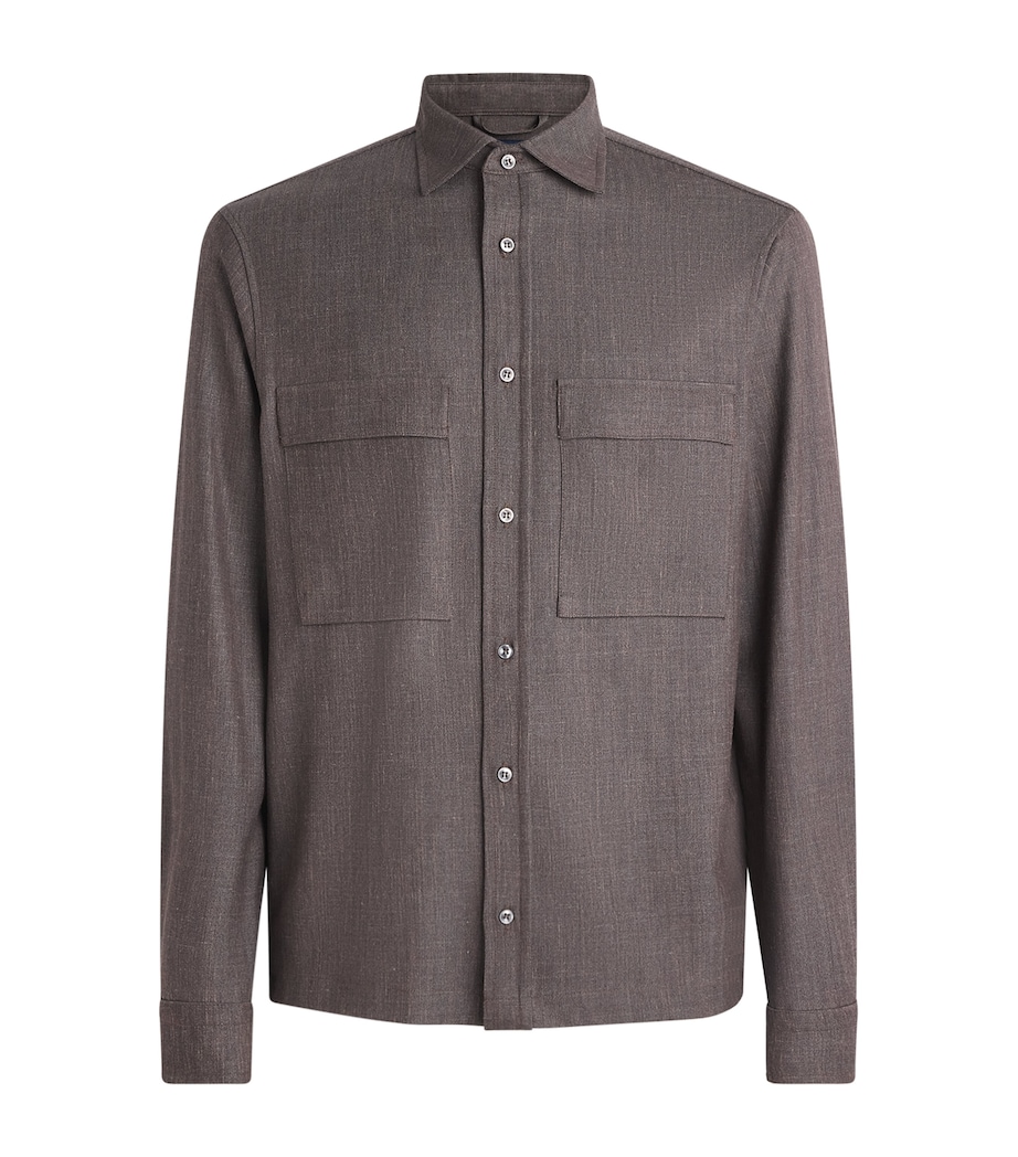 Paul & Shark Mens Wool-Silk-Linen-Blend Overshirt Dove Grey Image 1