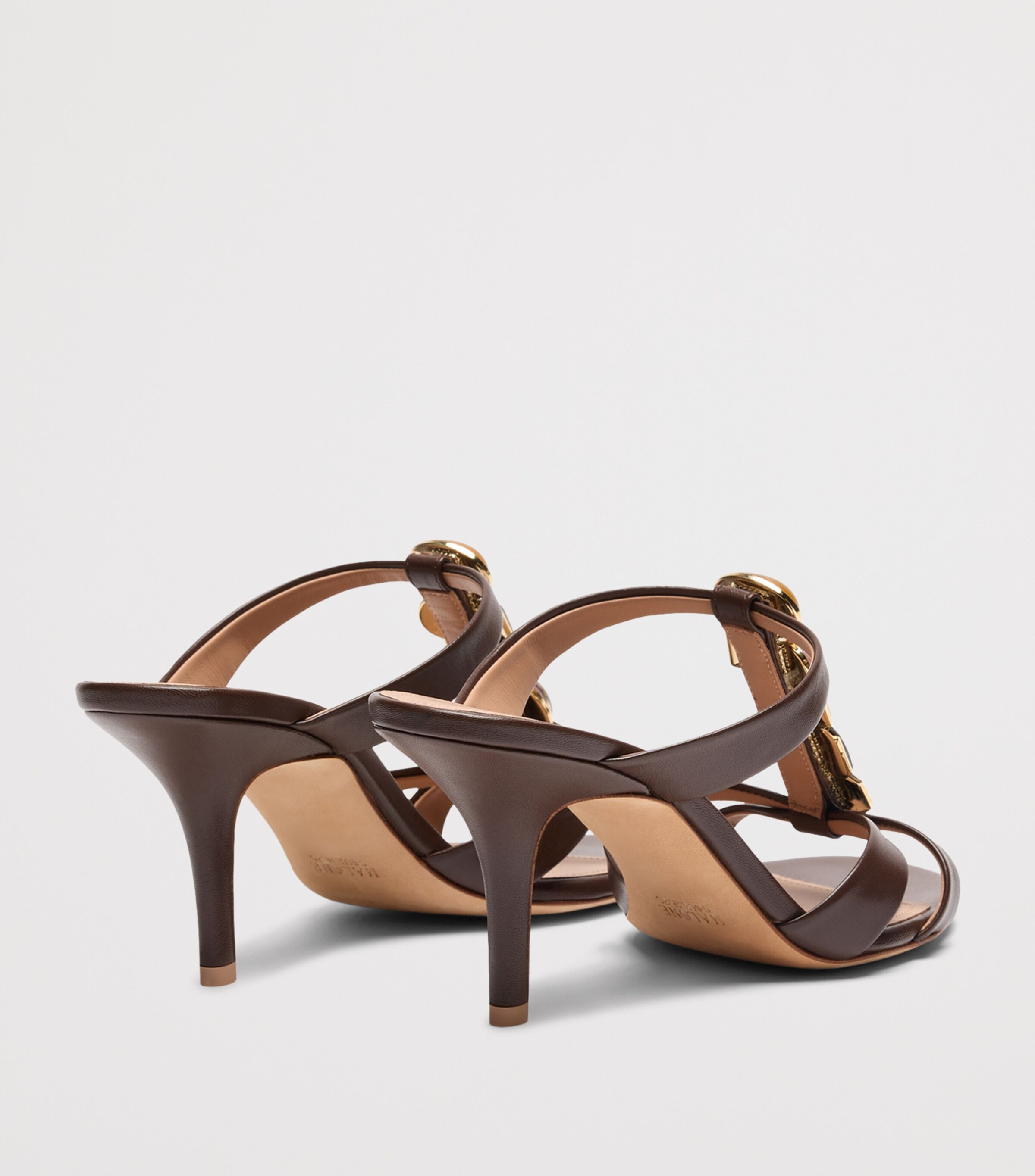 Malone Souliers Leather Jewel-Embellished Simi Heeled Sandals 70 Tobacco Image 4
