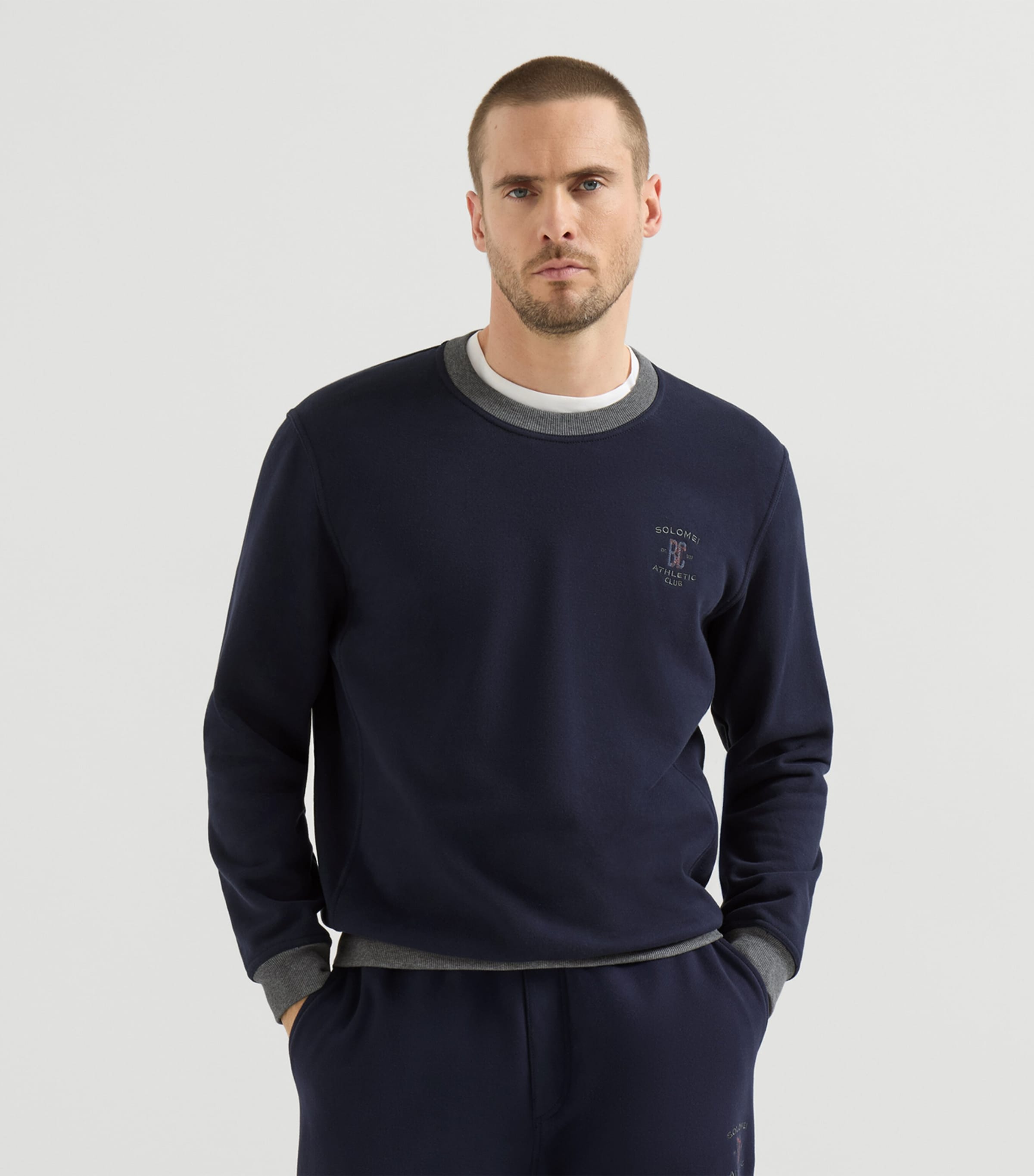 Brunello Cucinelli Mens Cotton Embroidered Sweatshirt Image 2