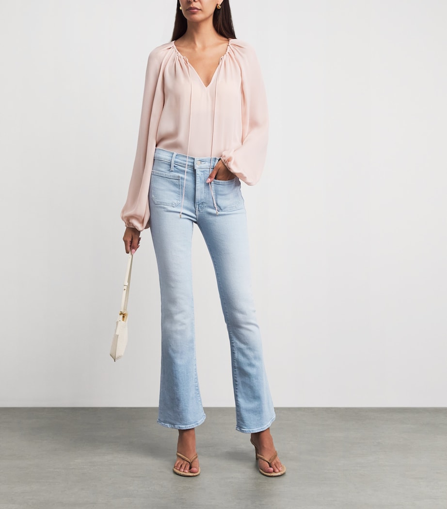 MOTHER Womens The Patch Pocket Weekender Flared Jeans Sauced By Six Image 2