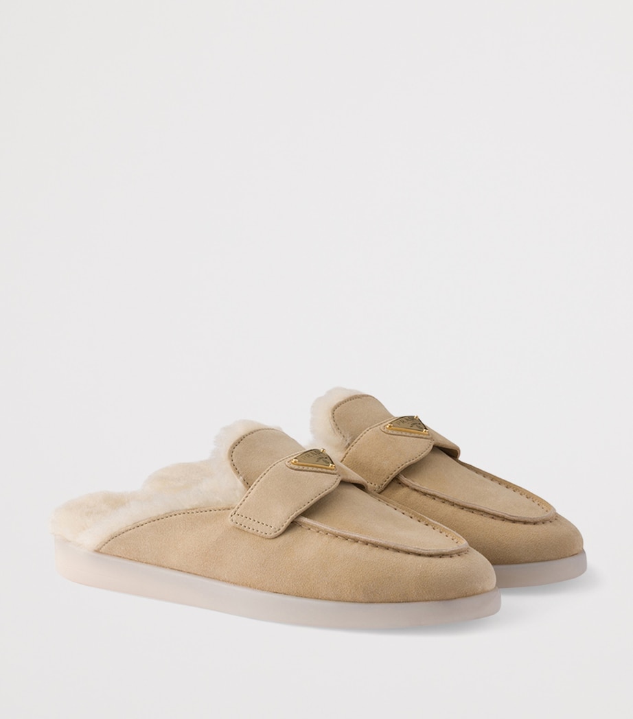 Suede Shearling-Lined Mules F0379 Image 2