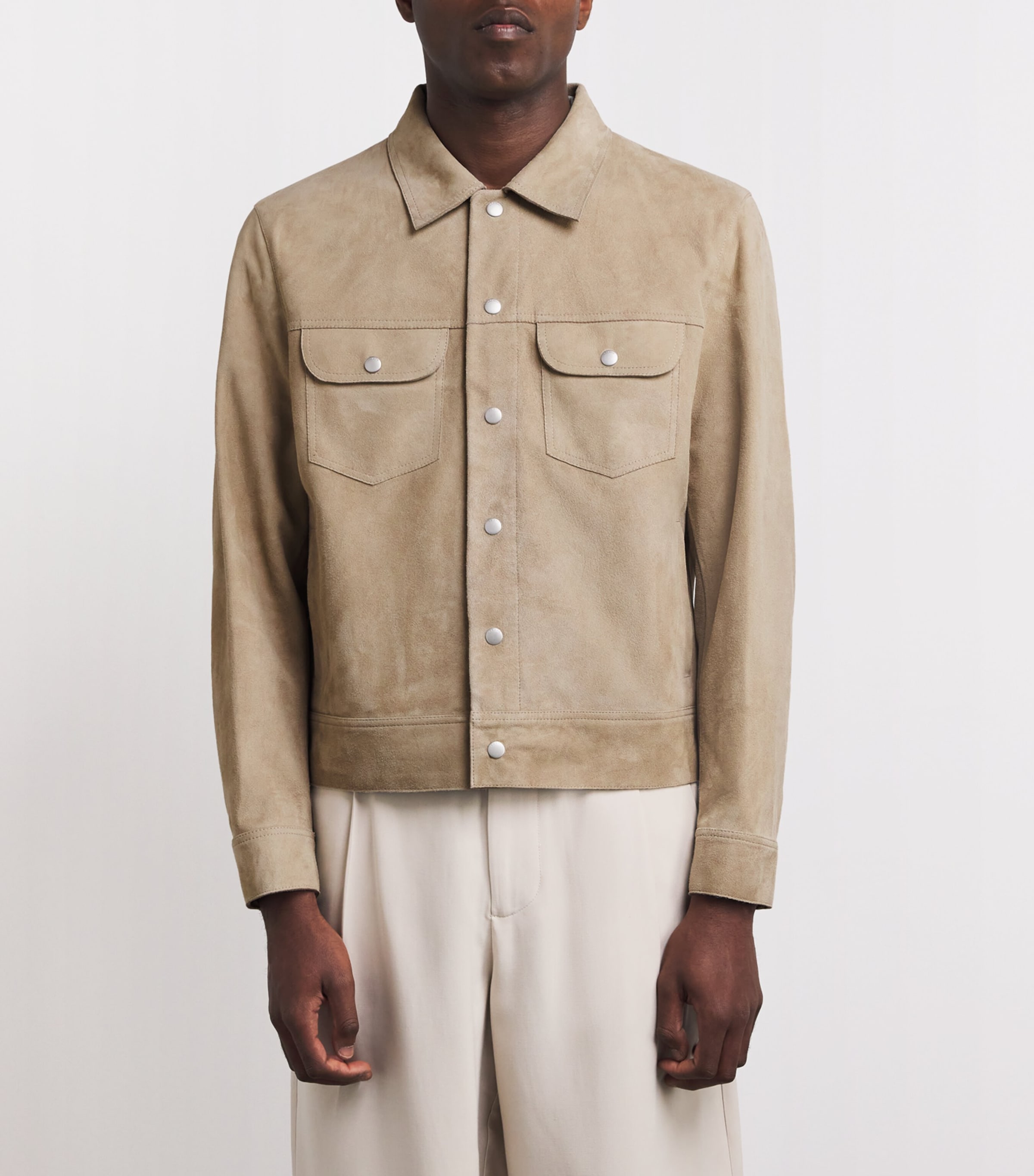 Suede Trucker Shirt Jacket OXFORD BEIGE Image 3