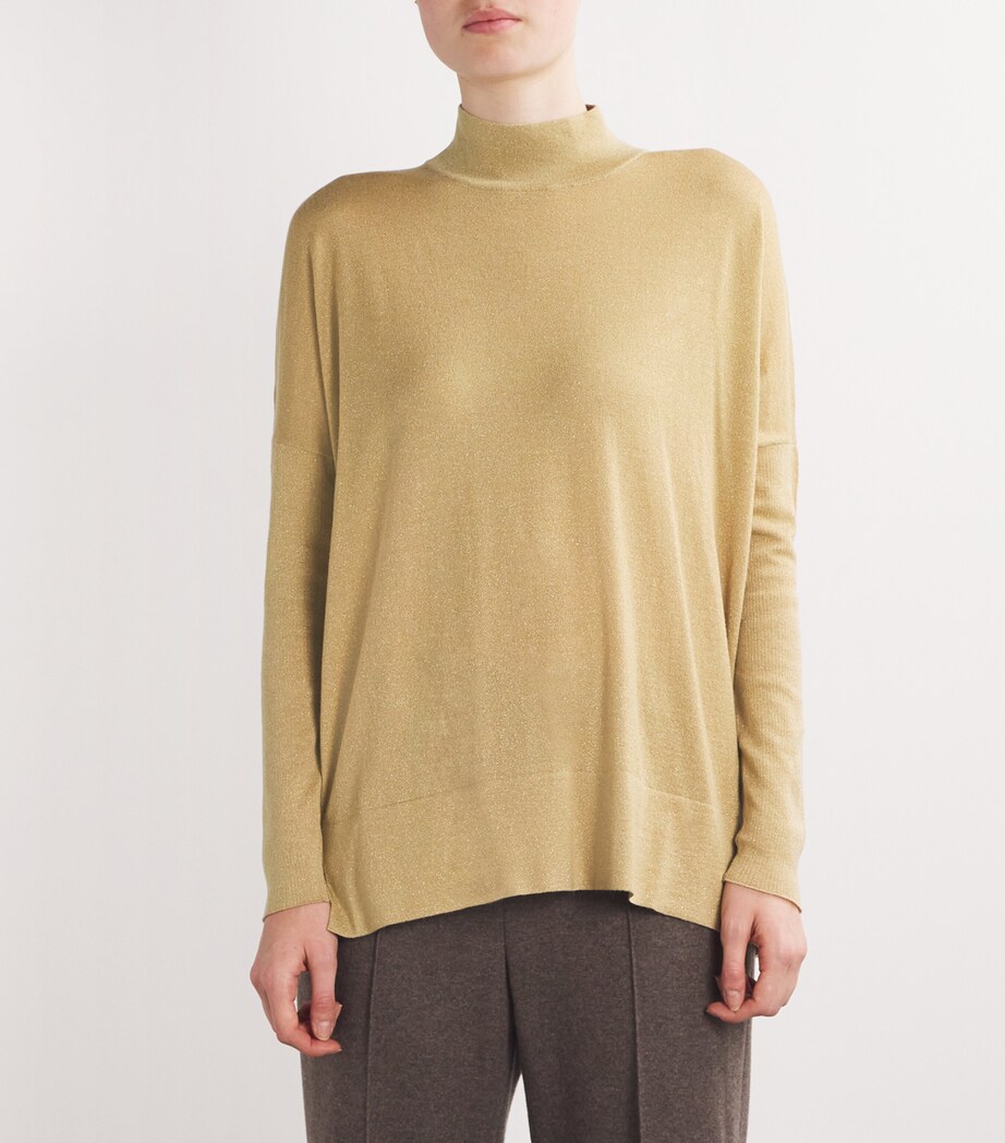 Cashmere Metallic Rollneck Sweater G67 GOLD Image 3