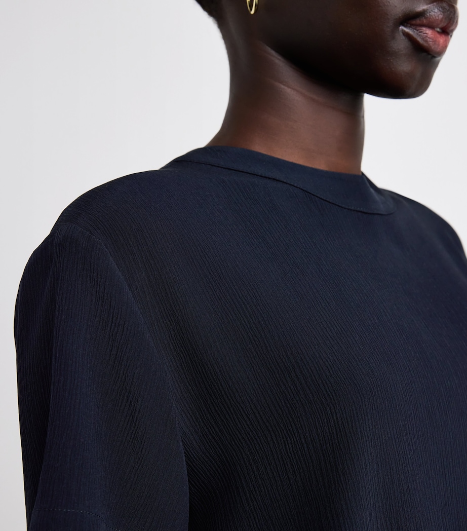 NOMADISSEM Womens Silk Shirred Top Dark Navy Image 6