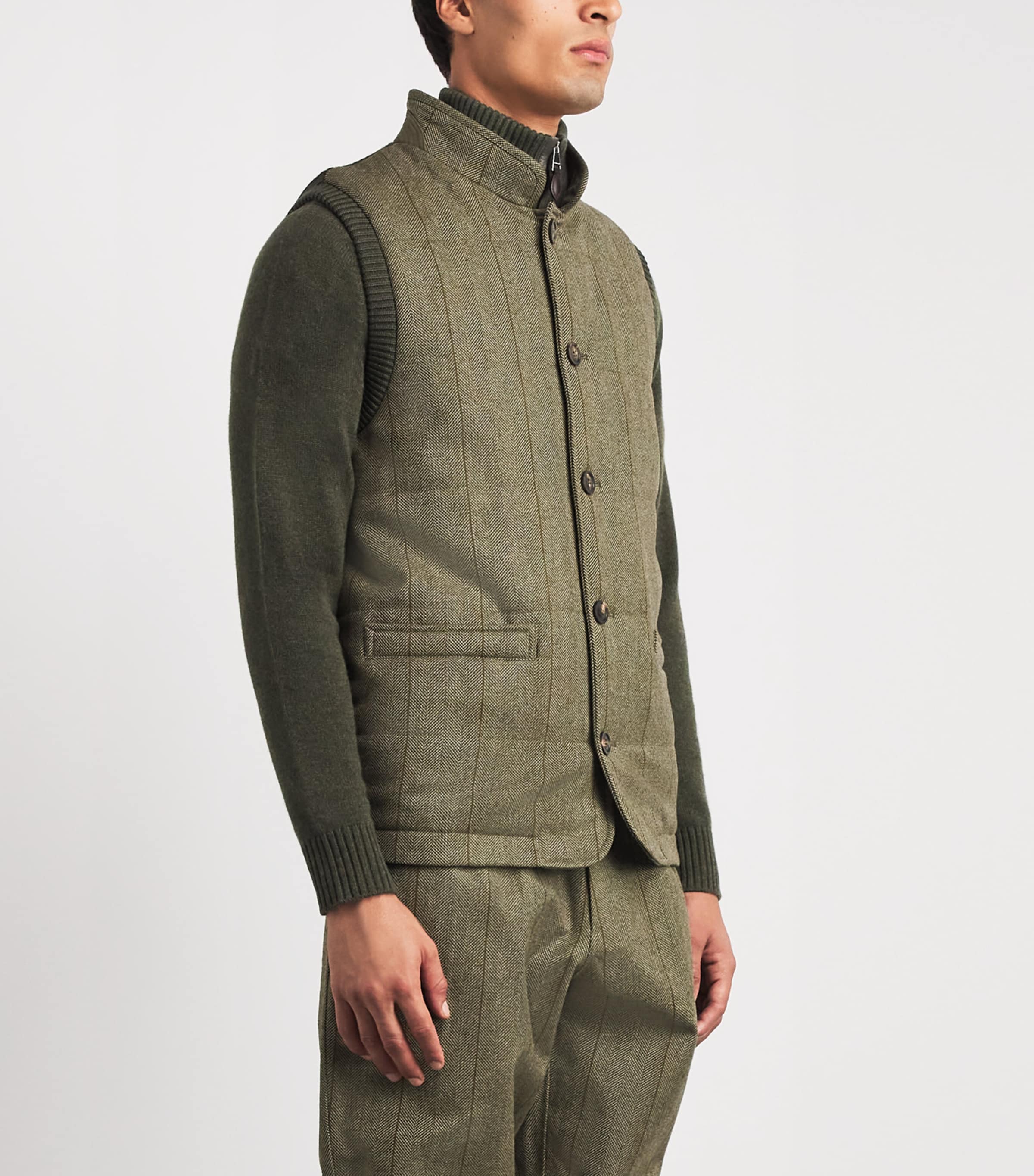 Purdey Mens Tweed-Front Clarges Gilet Cairn Tweed Image 4