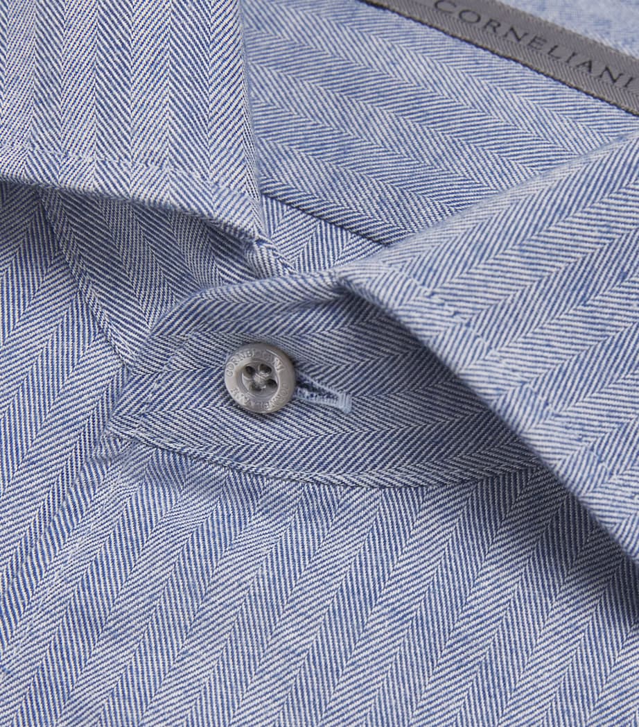 Cotton Herringbone Shirt 003 CHINA BLUE Image 5