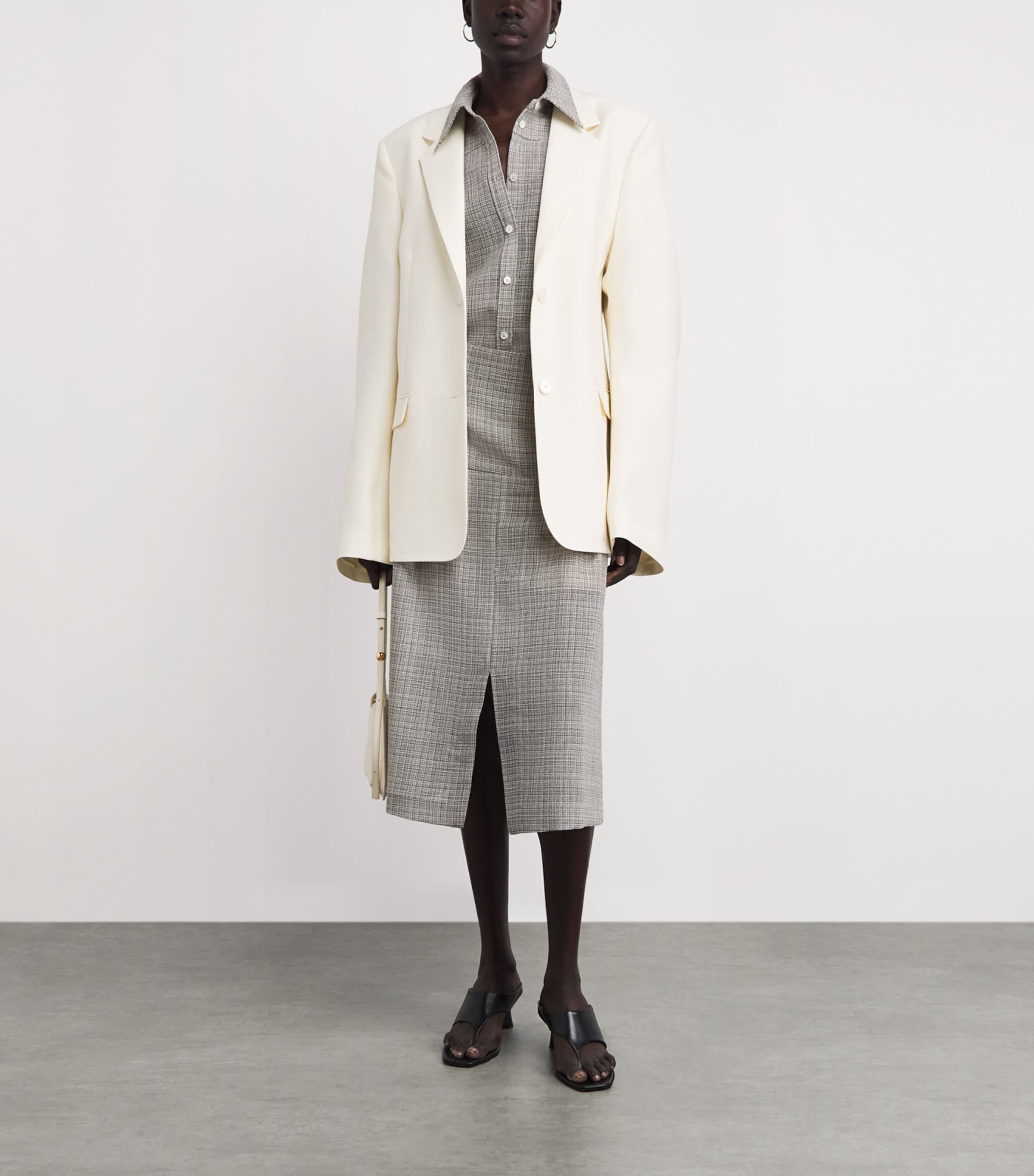 BITE Studios Womens Wool Pocket Midi Skirt Off White/navy Image 2