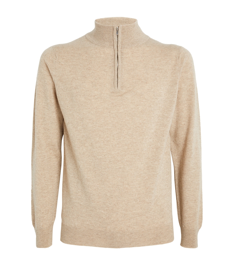 Cashmere Zip-Up Sweater OATMEAL MARL Image 1