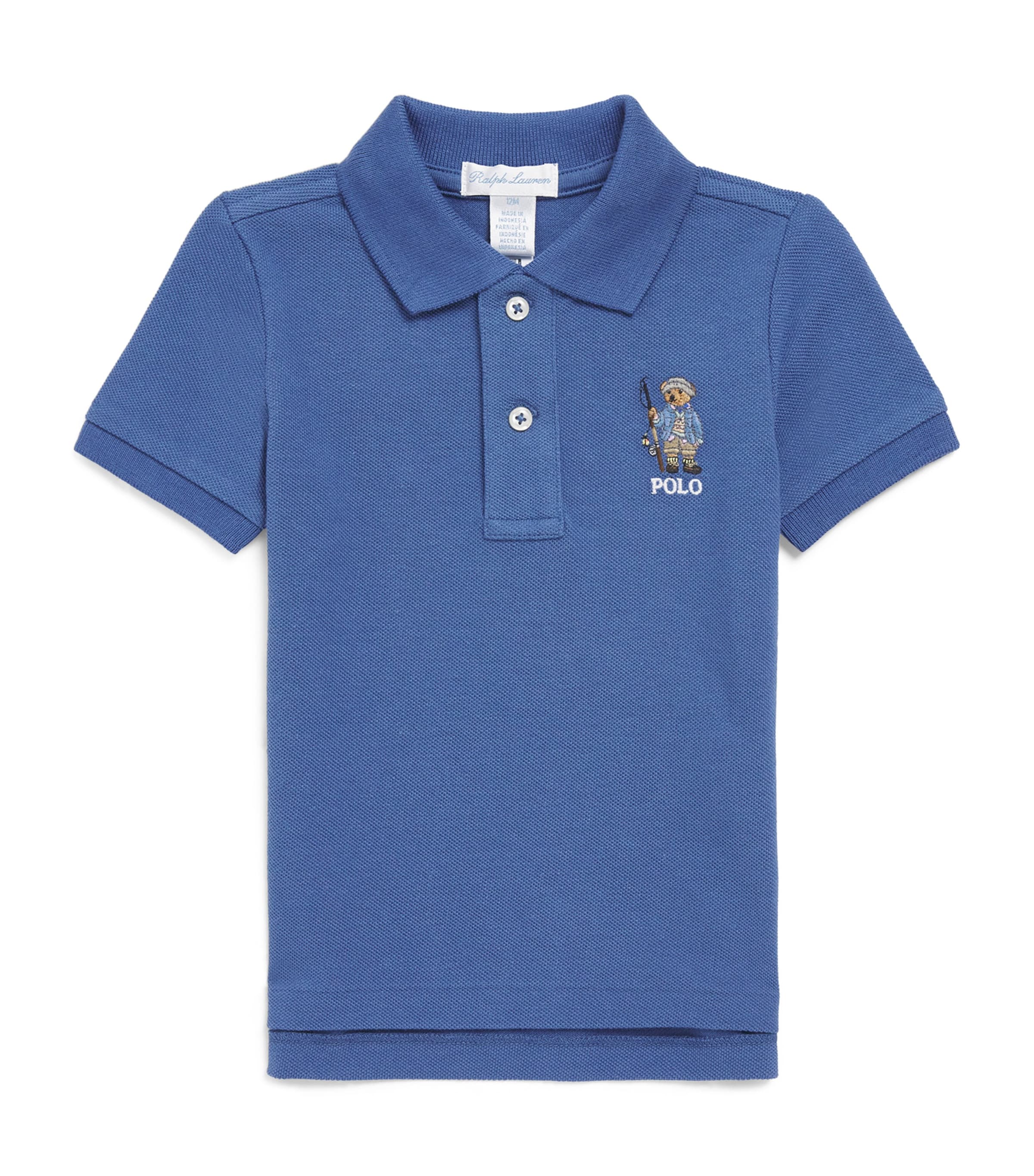 Ralph Lauren Kids Polo Bear Polo Shirt (3-24 Months) Old Royal Image 1