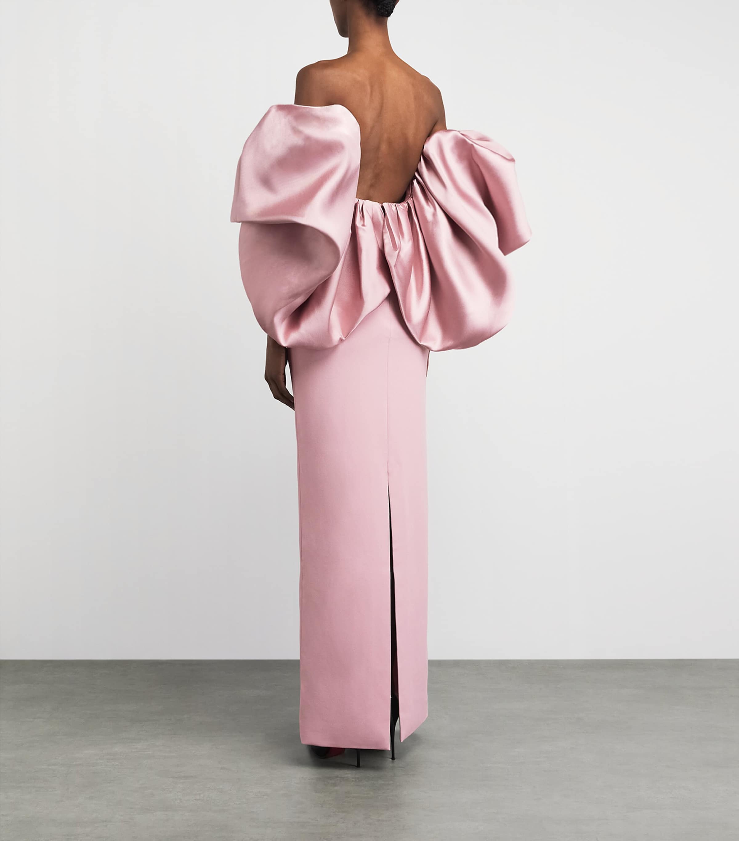 Solace London Womens Satin-Trim Floris Gown Petal Pink Image 4