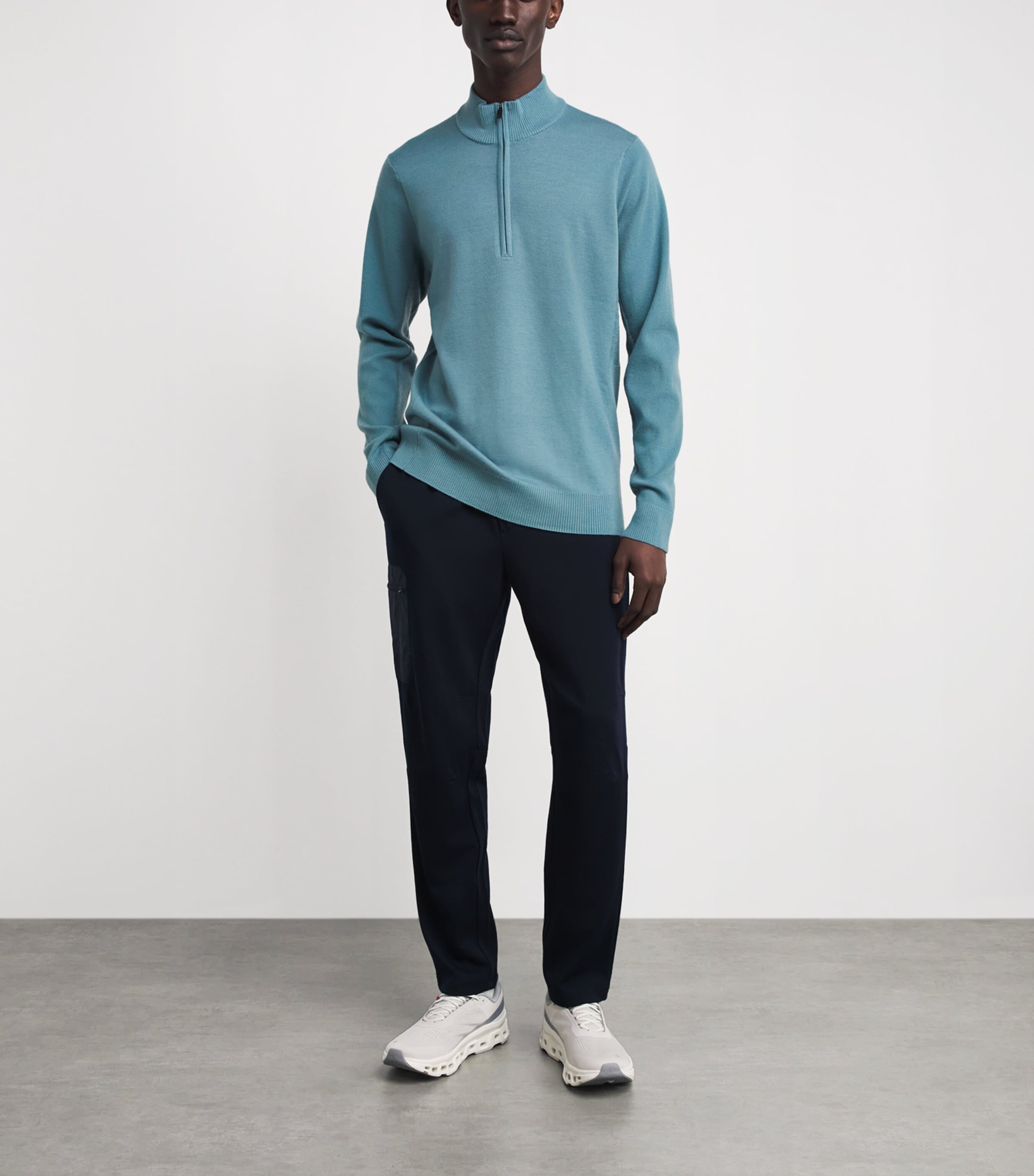 KJUS Mens Merino Wool-Blend Walker Half-Zip Sweater Rvbk / Ablu Image 2