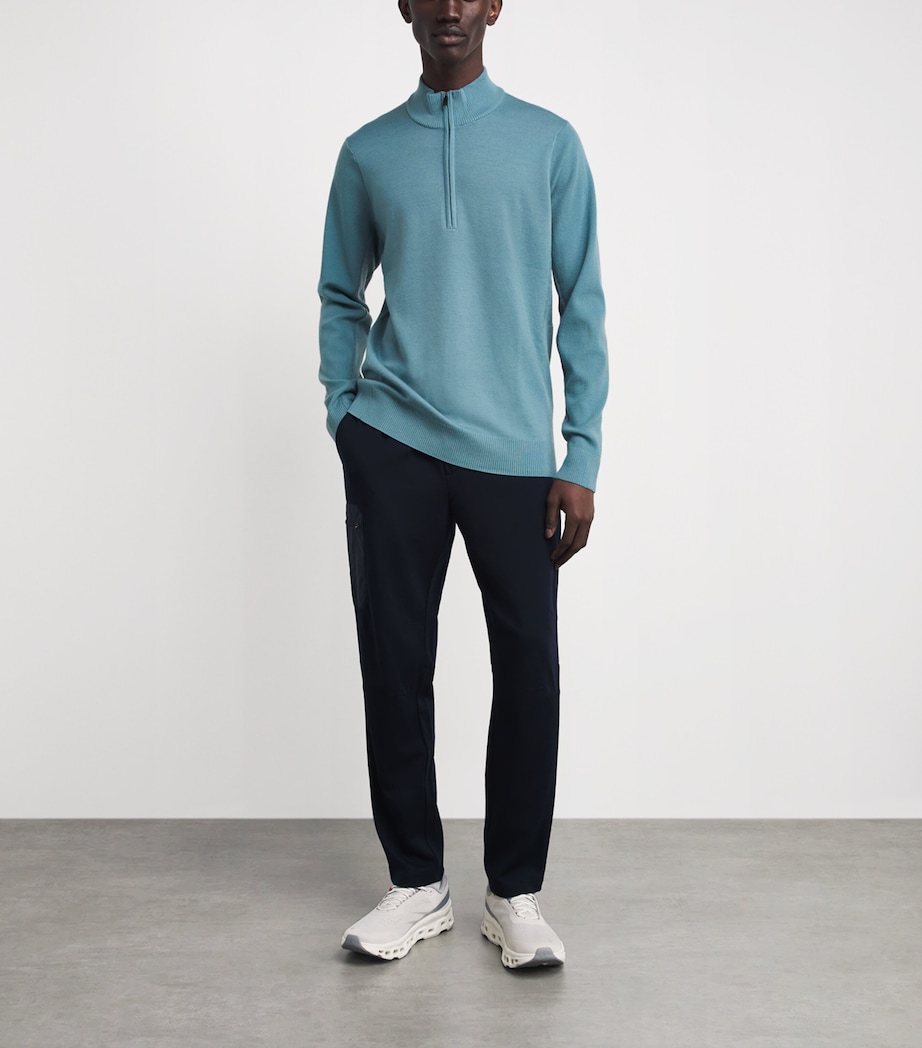 KJUS Mens Merino Wool-Blend Walker Half-Zip Sweater Rvbk / Ablu Image 2