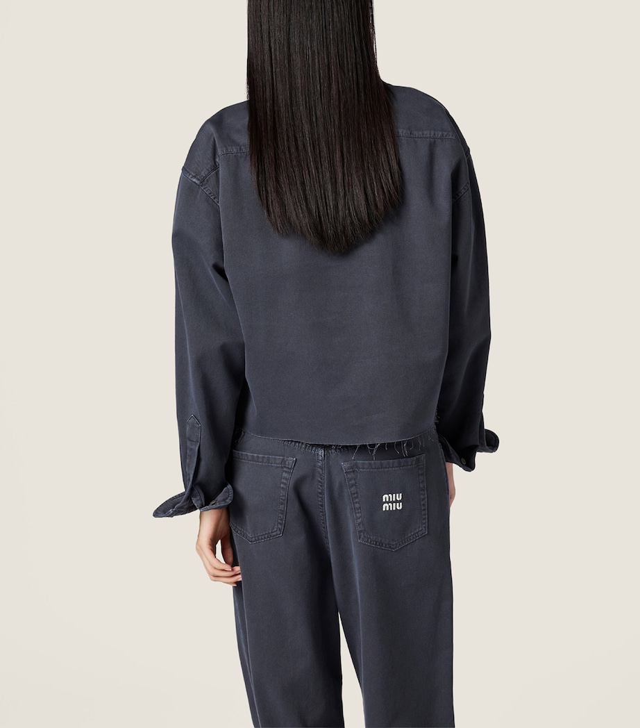 Miu Miu Womens Denim Distressed Logo Shirt Image 3