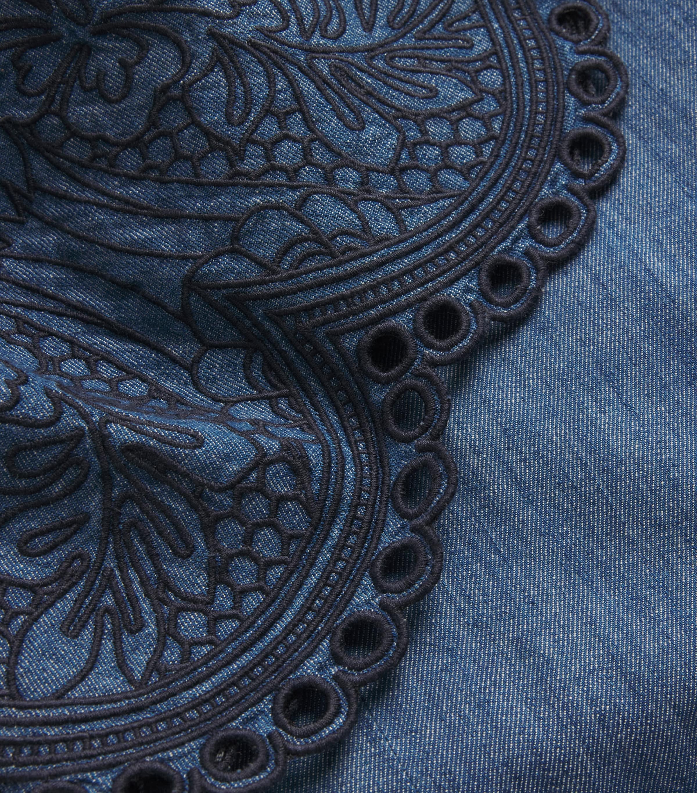 Zimmermann Blue Denim Embroidered Coco Maxi Dress | Harrods UK