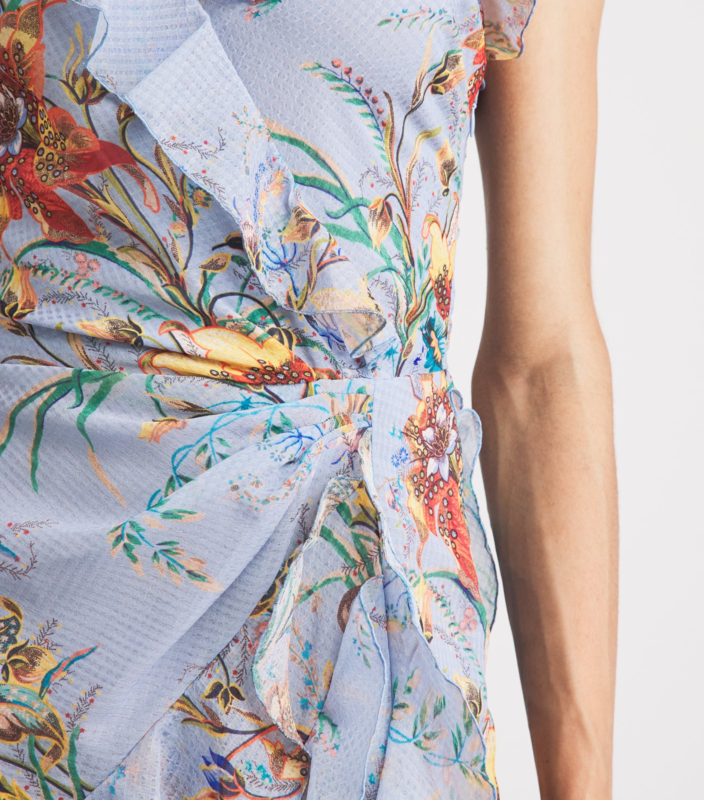 Etro Womens Ruffled Floral Maxi Dress Prnt/pl Blu Bs Image 5