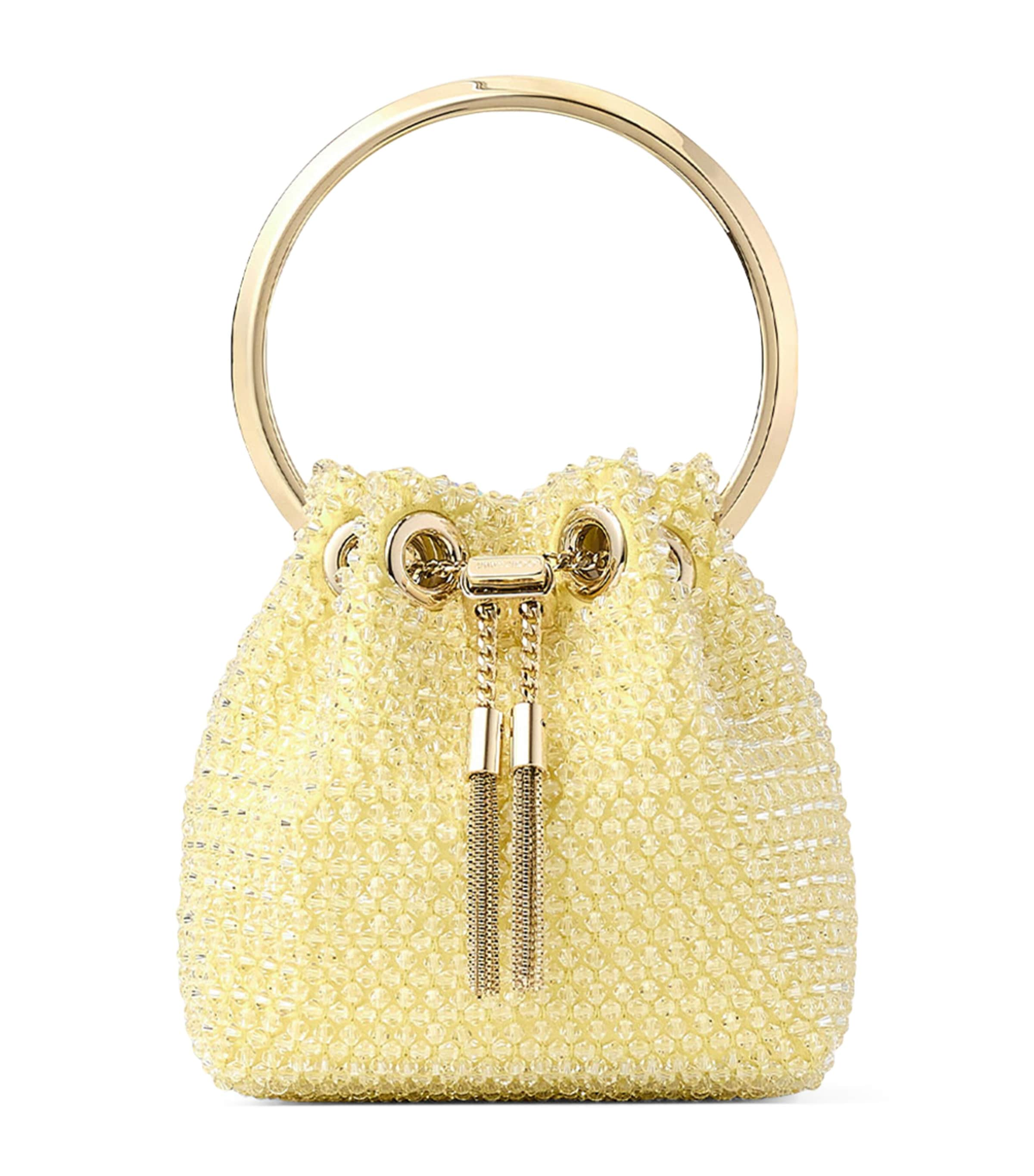 Shop Jimmy Choo Micro Bon Bon Top-handle Bag In Yellow