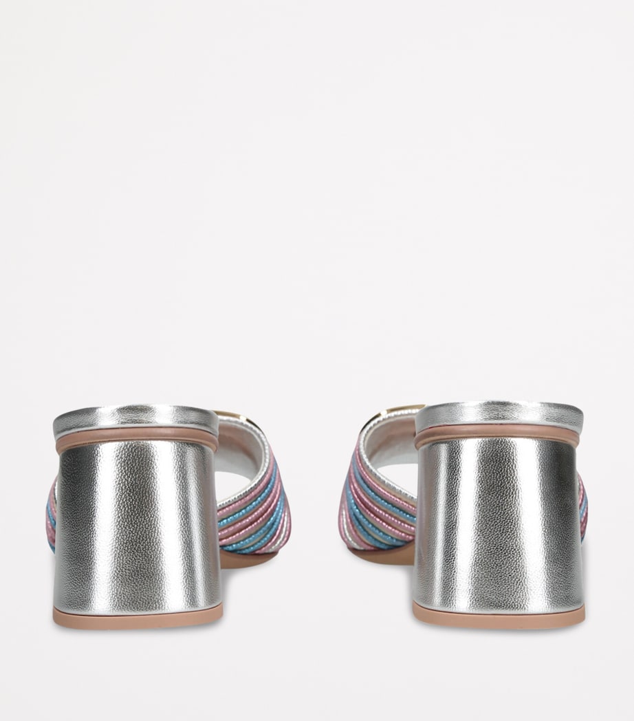 Metallic Leather Cornely Heeled Mules 60 GOLD COMB Image 2