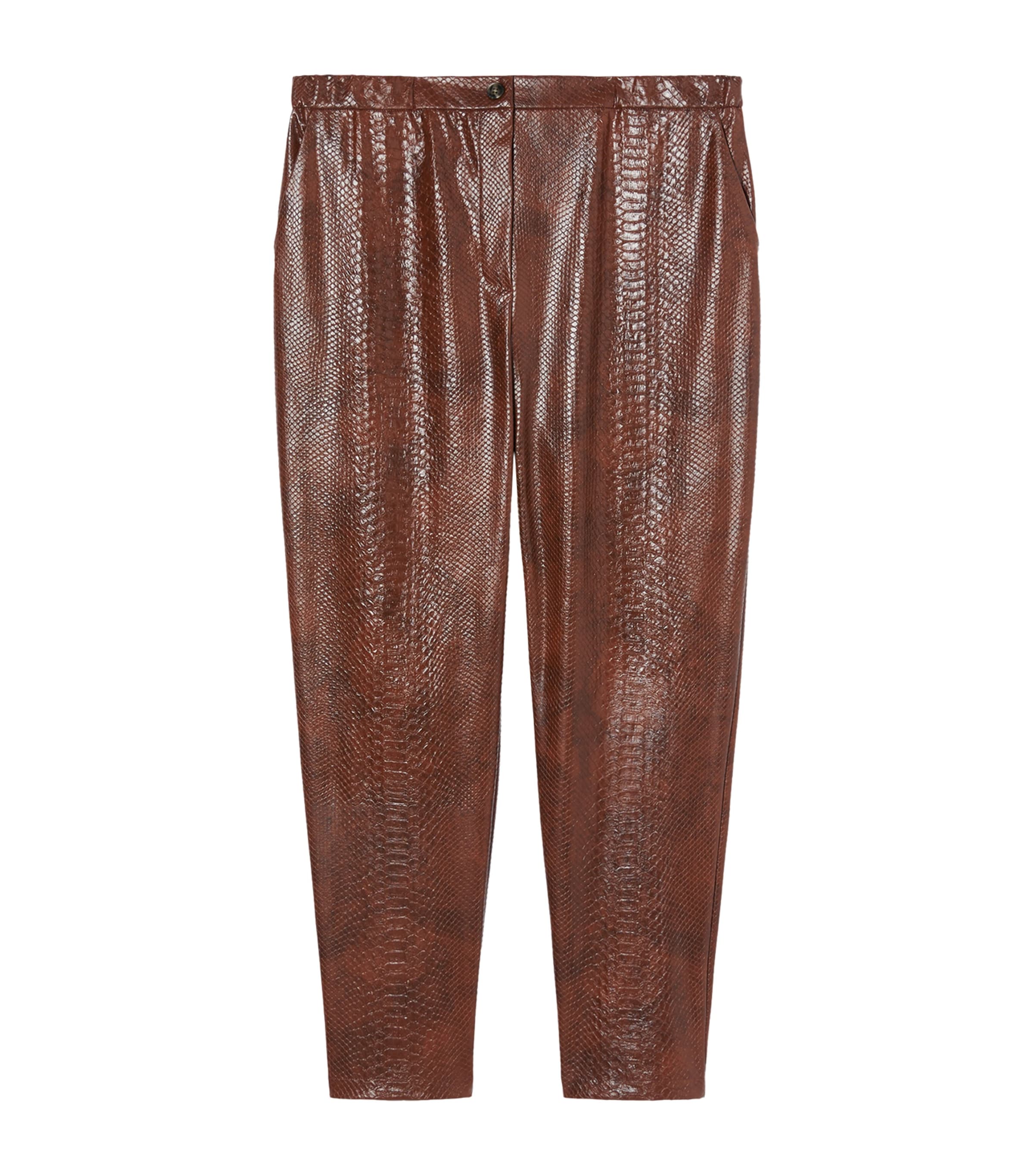 Marina Rinaldi Faux Snakeskin Belford Trousers In Brown