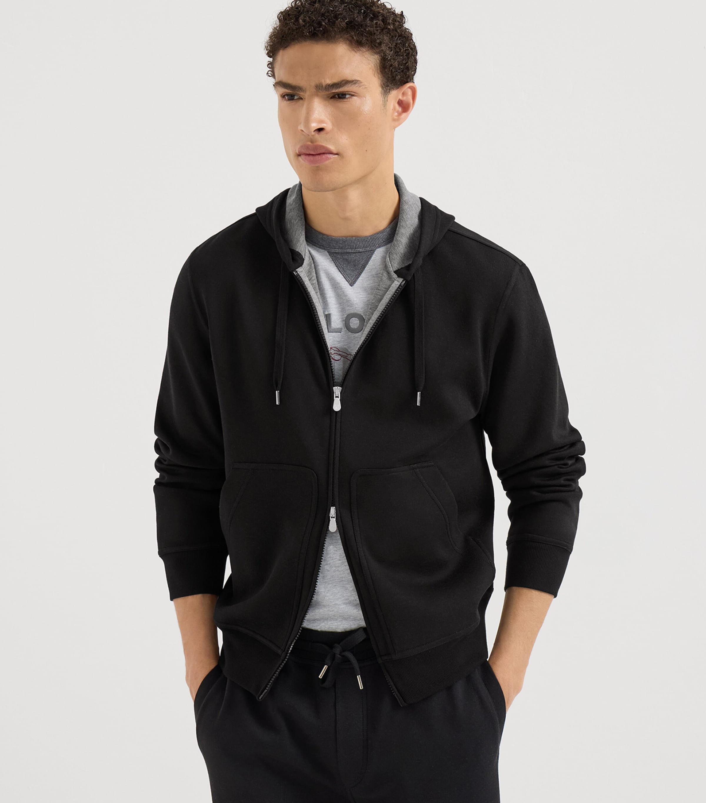 Brunello Cucinelli Mens Cotton-Cashmere-Silk Hoodie Image 4