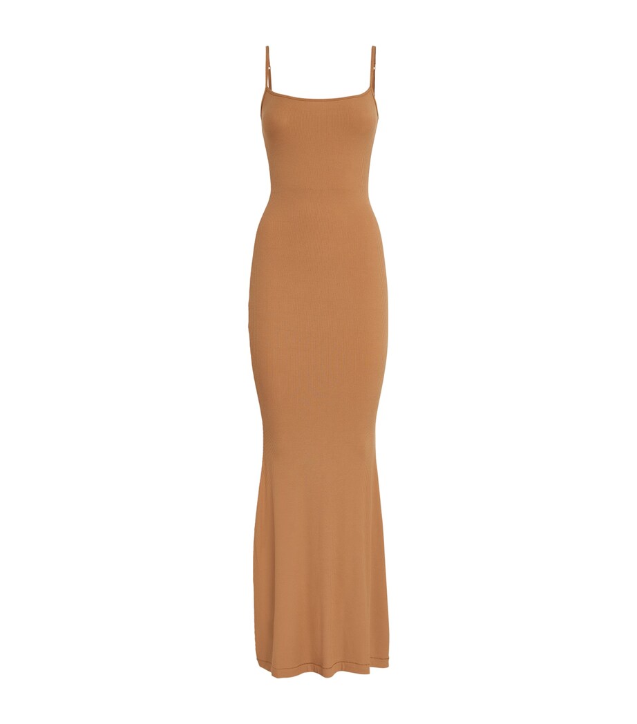 Soft Lounge Long Slip Dress CAMEL Image 1