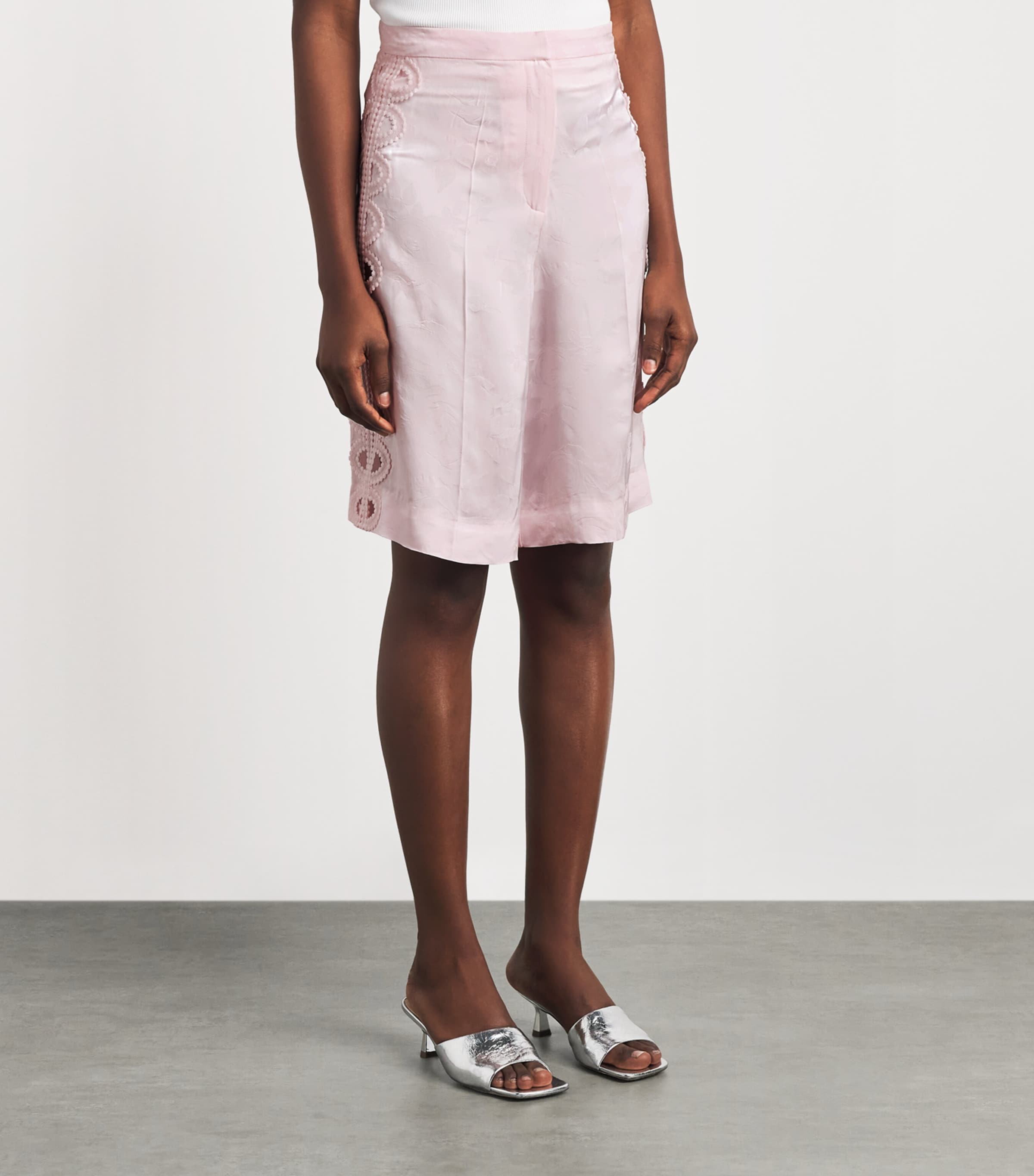 Sandro Paris Womens Floral Jacquard Bermuda Shorts Pink Image 4