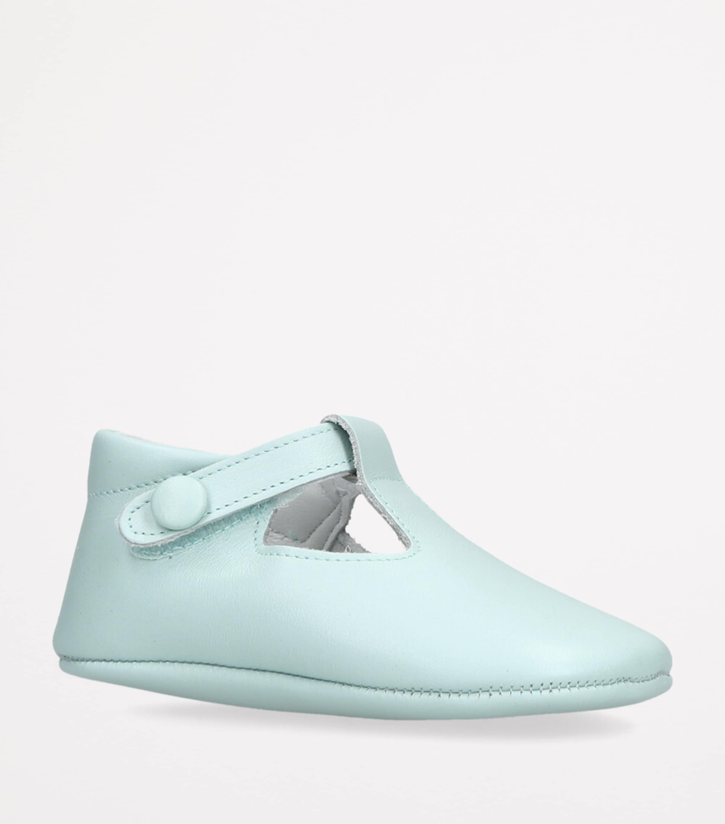 Leather Poppie Crib Shoes PALE BLUE Image 3
