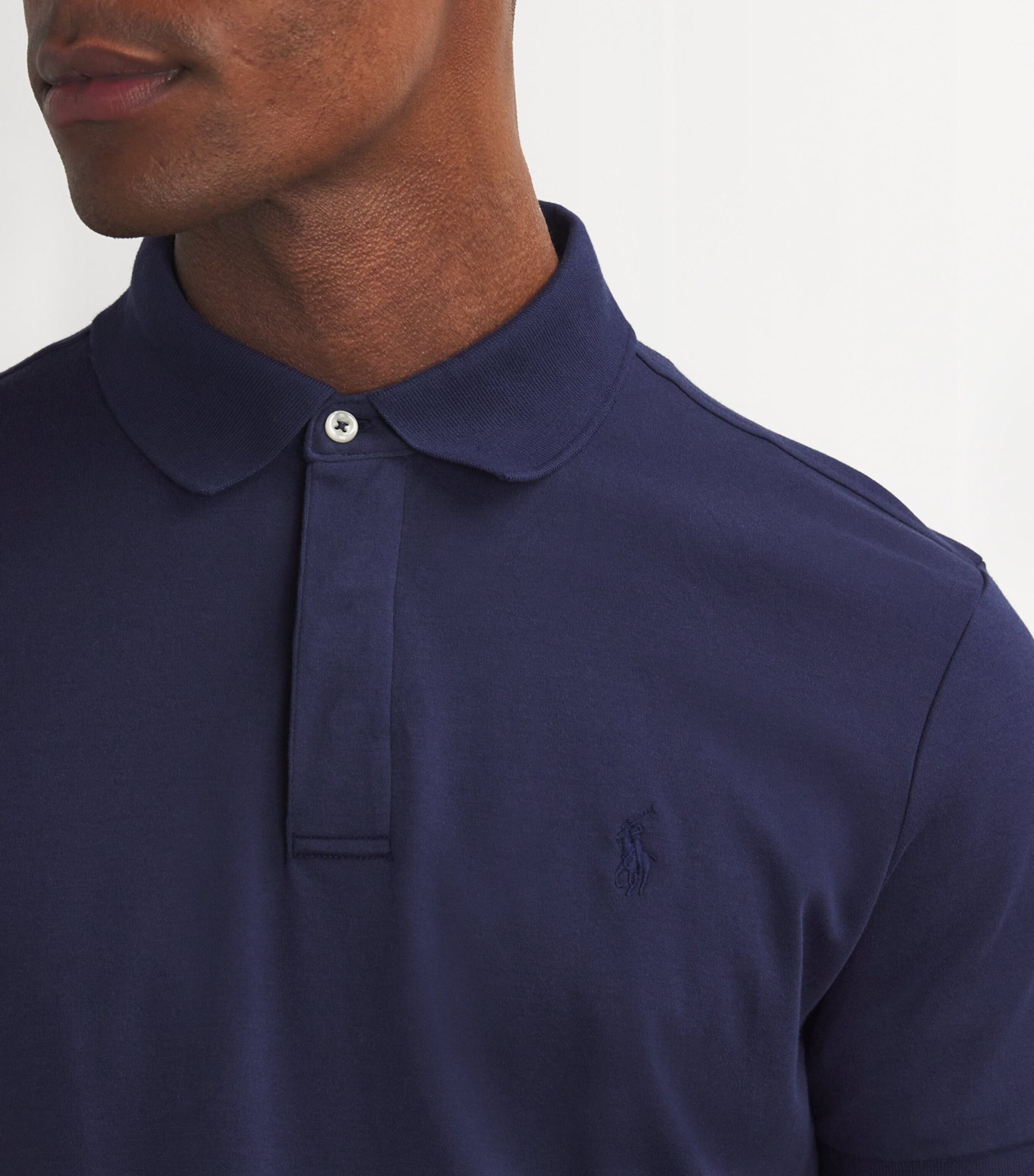 Polo Ralph Lauren Mens Covered-Placket Polo Shirt Navy Image 6