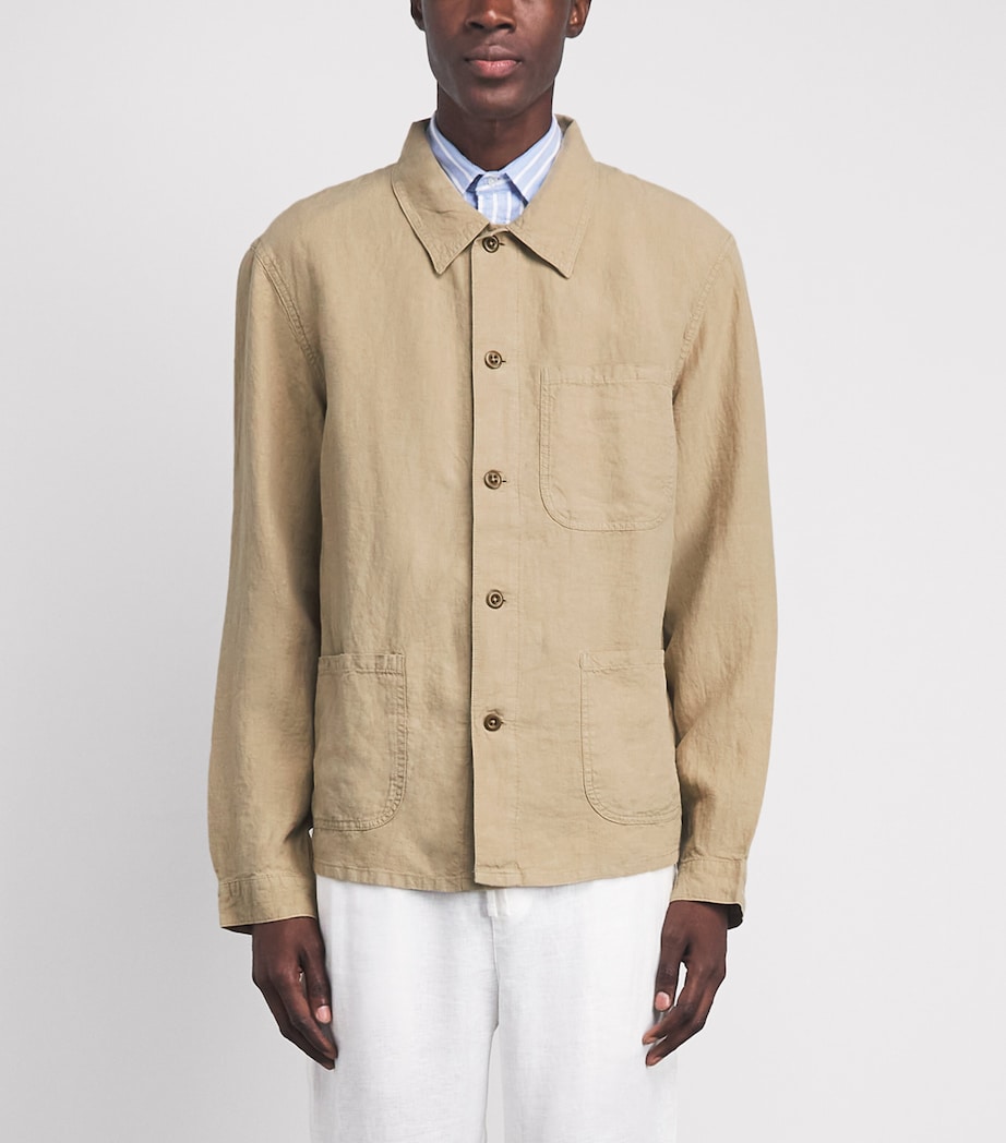 Polo Ralph Lauren Mens Linen Chore Overshirt Coastal Beige Image 4