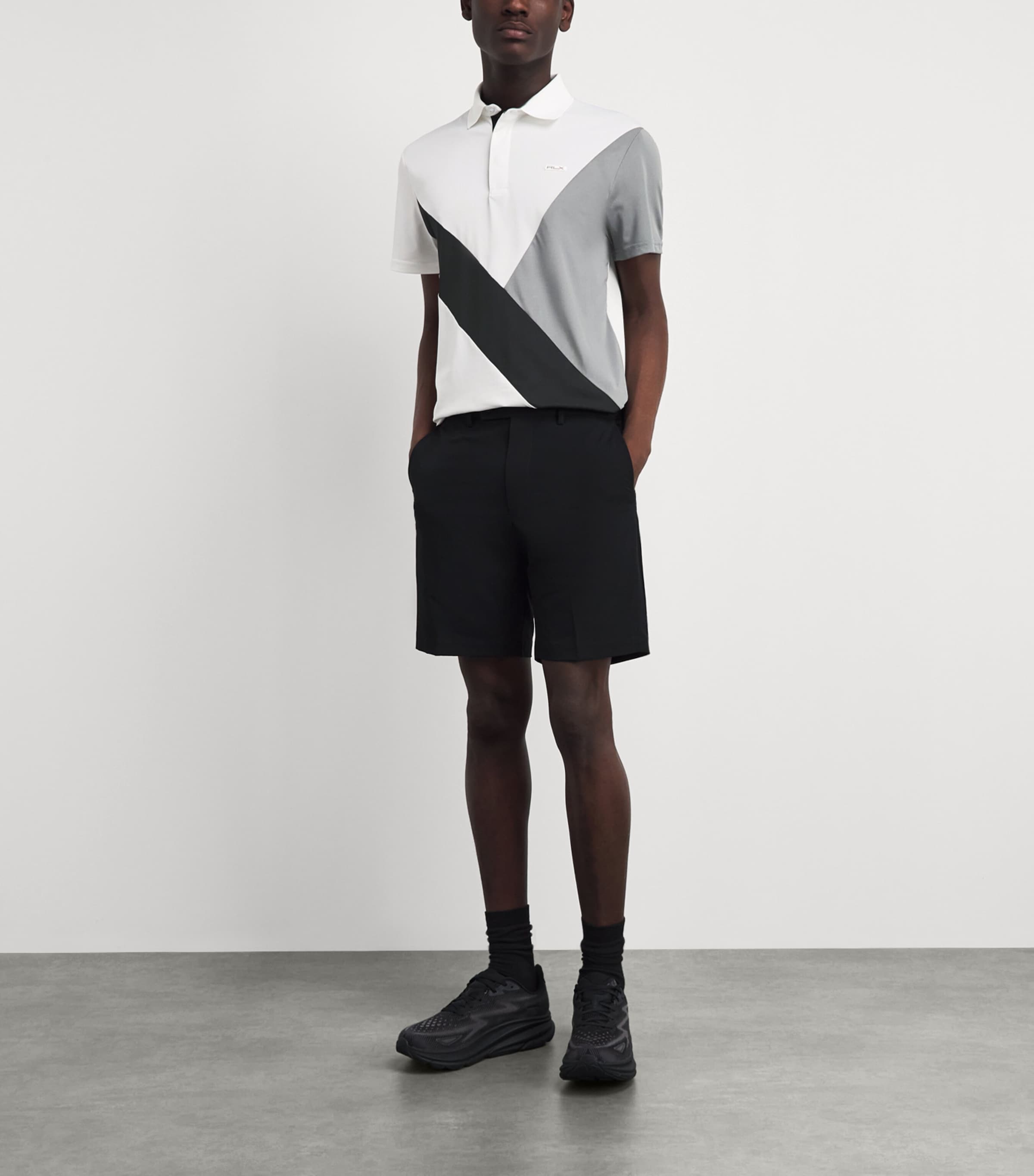 RLX Ralph Lauren Mens Colour-Block Polo Shirt Peak Grey Multi Image 2