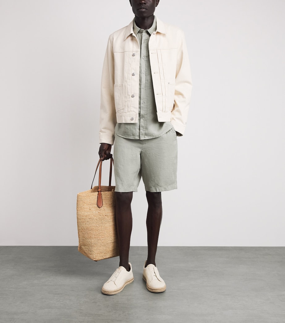 Vince Mens Linen Short-Sleeve Shirt Matcha Image 2
