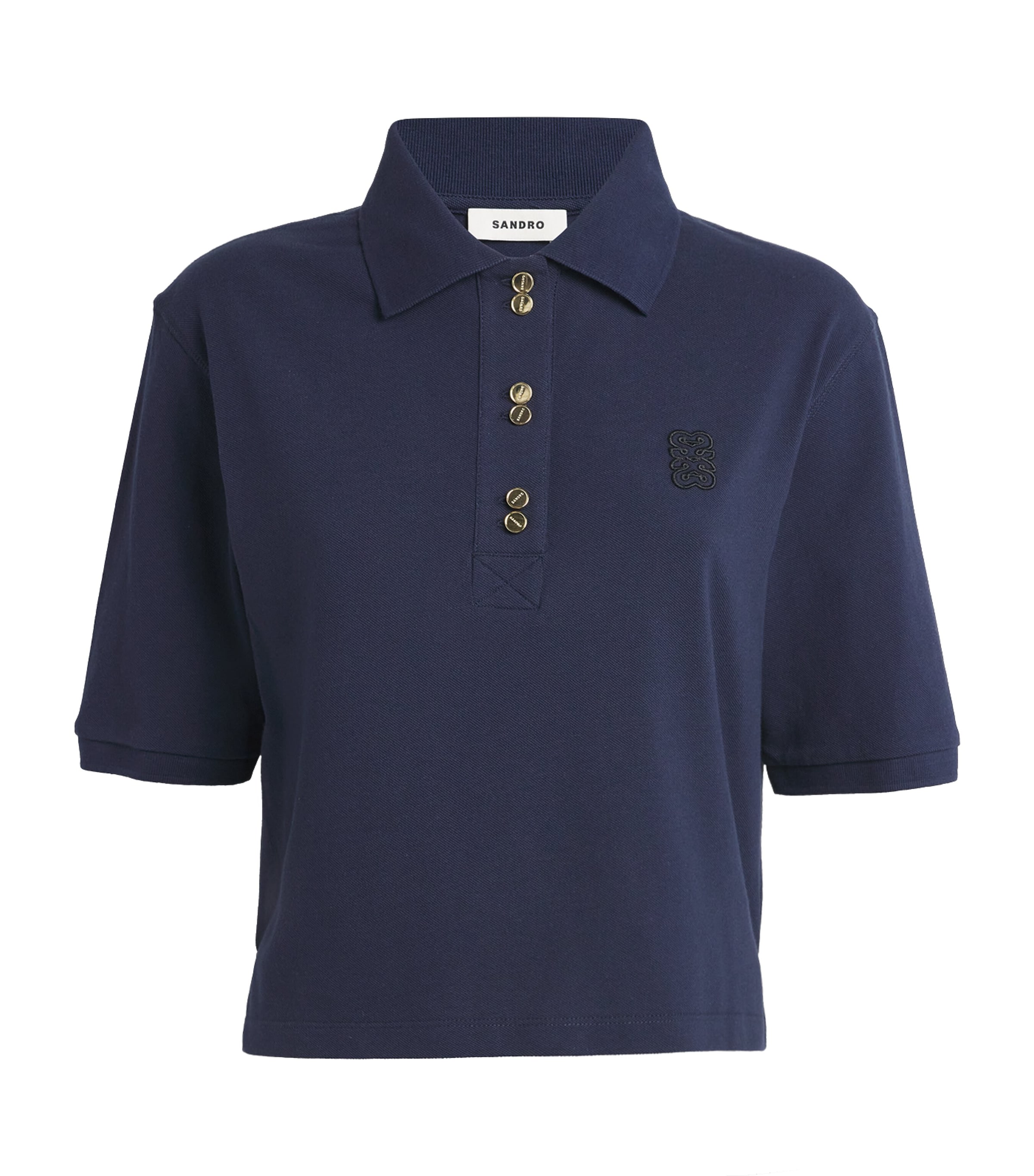 Sandro Cotton Embroidered Polo Shirt