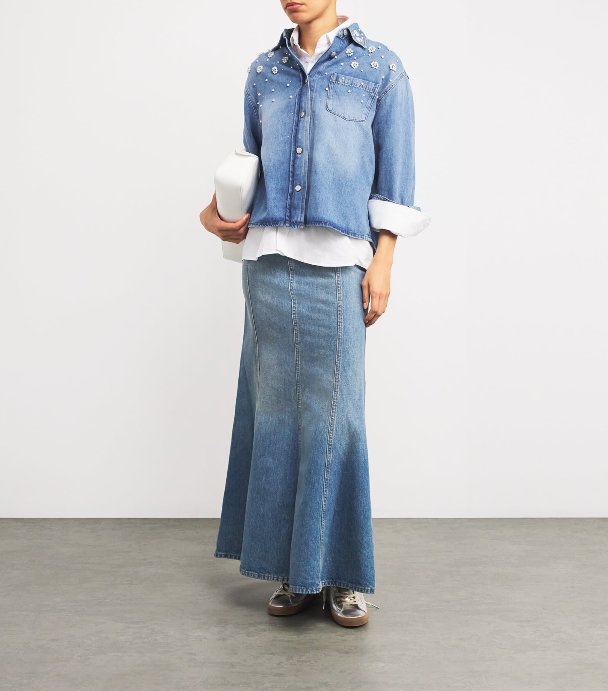 Beaded Denim Shirt BLUE Image 2