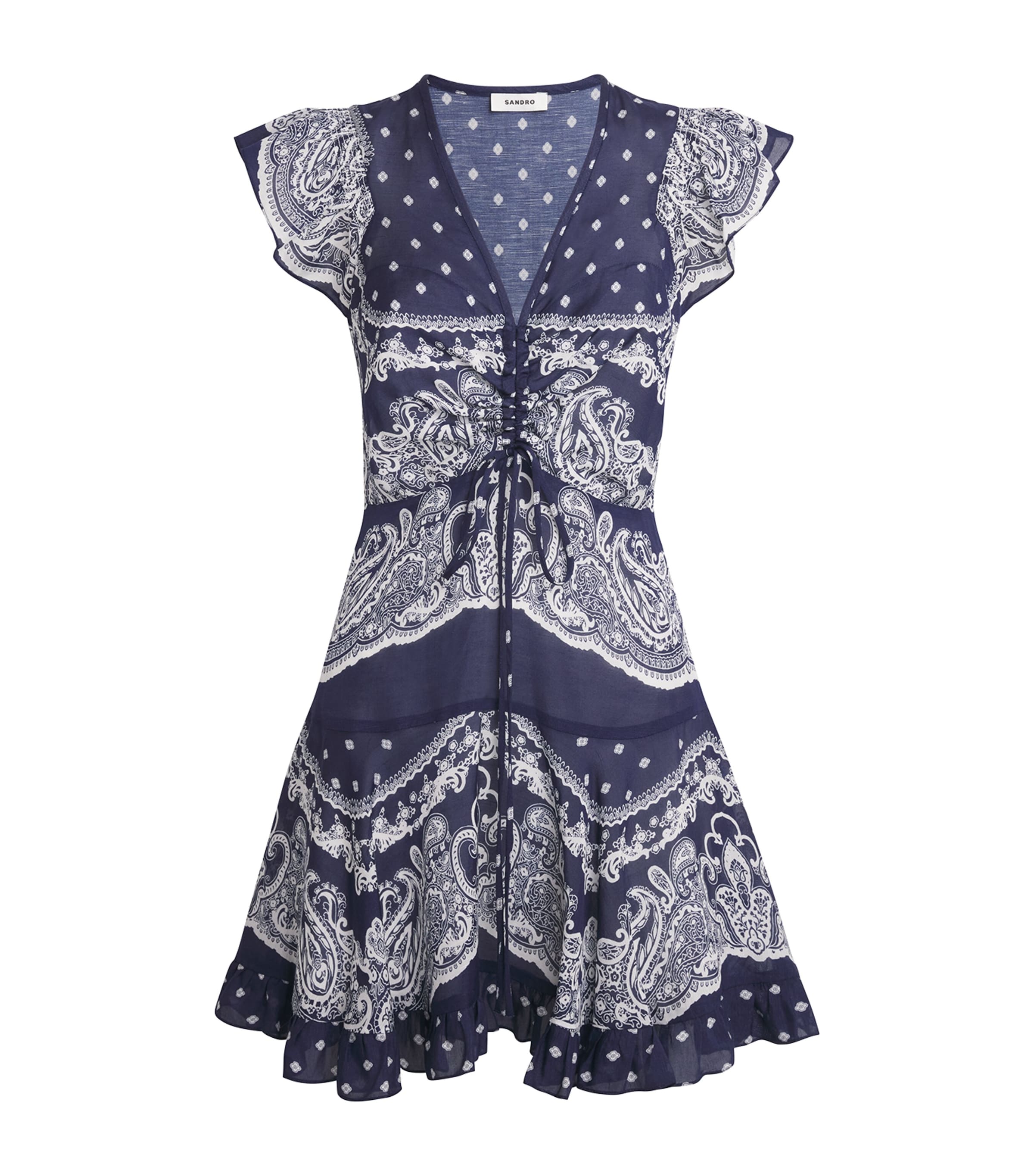 Sandro Satin Bandana Print Mini Dress