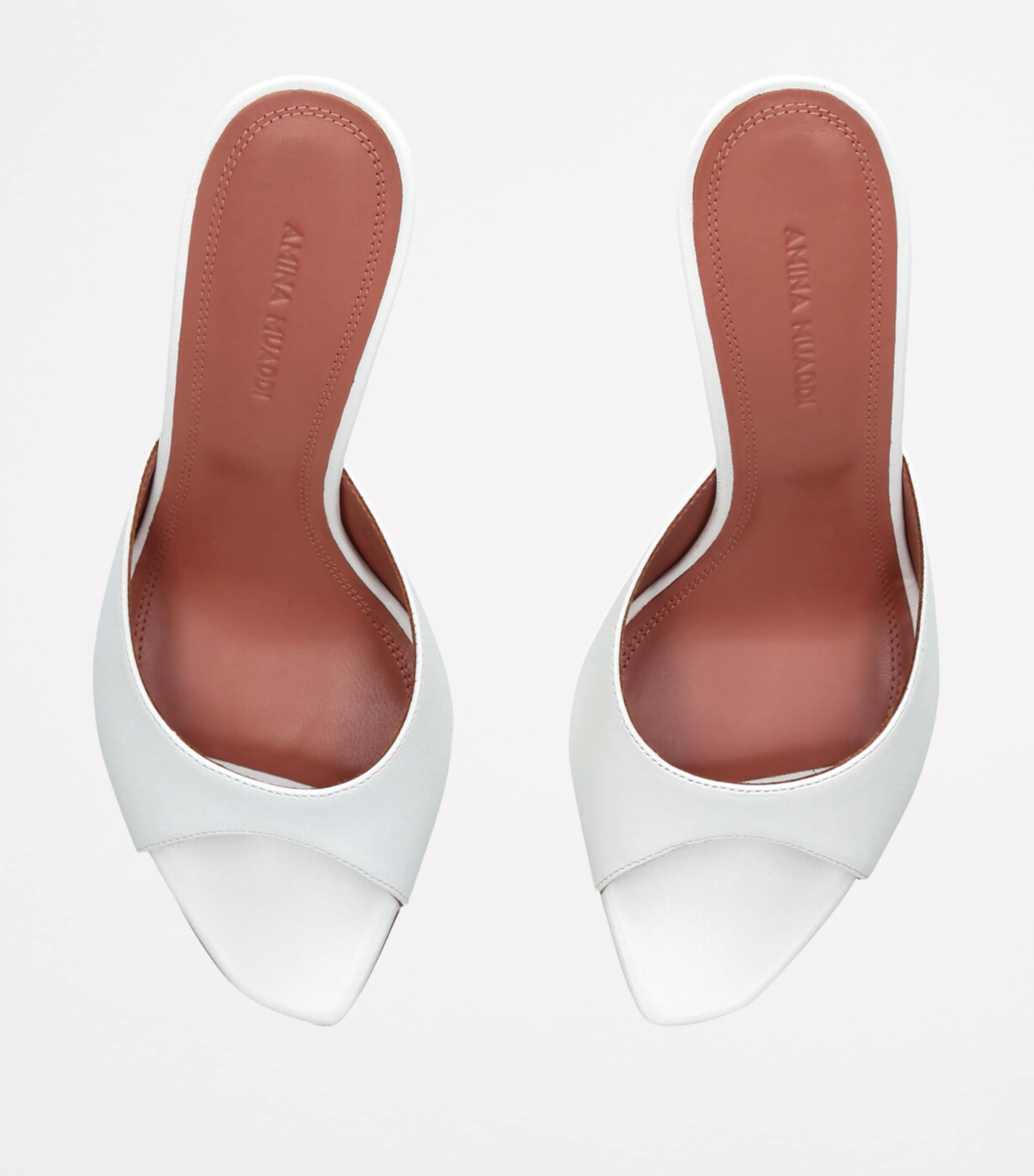 Leather Alexa Heeled Mules 95 WHITE Image 4