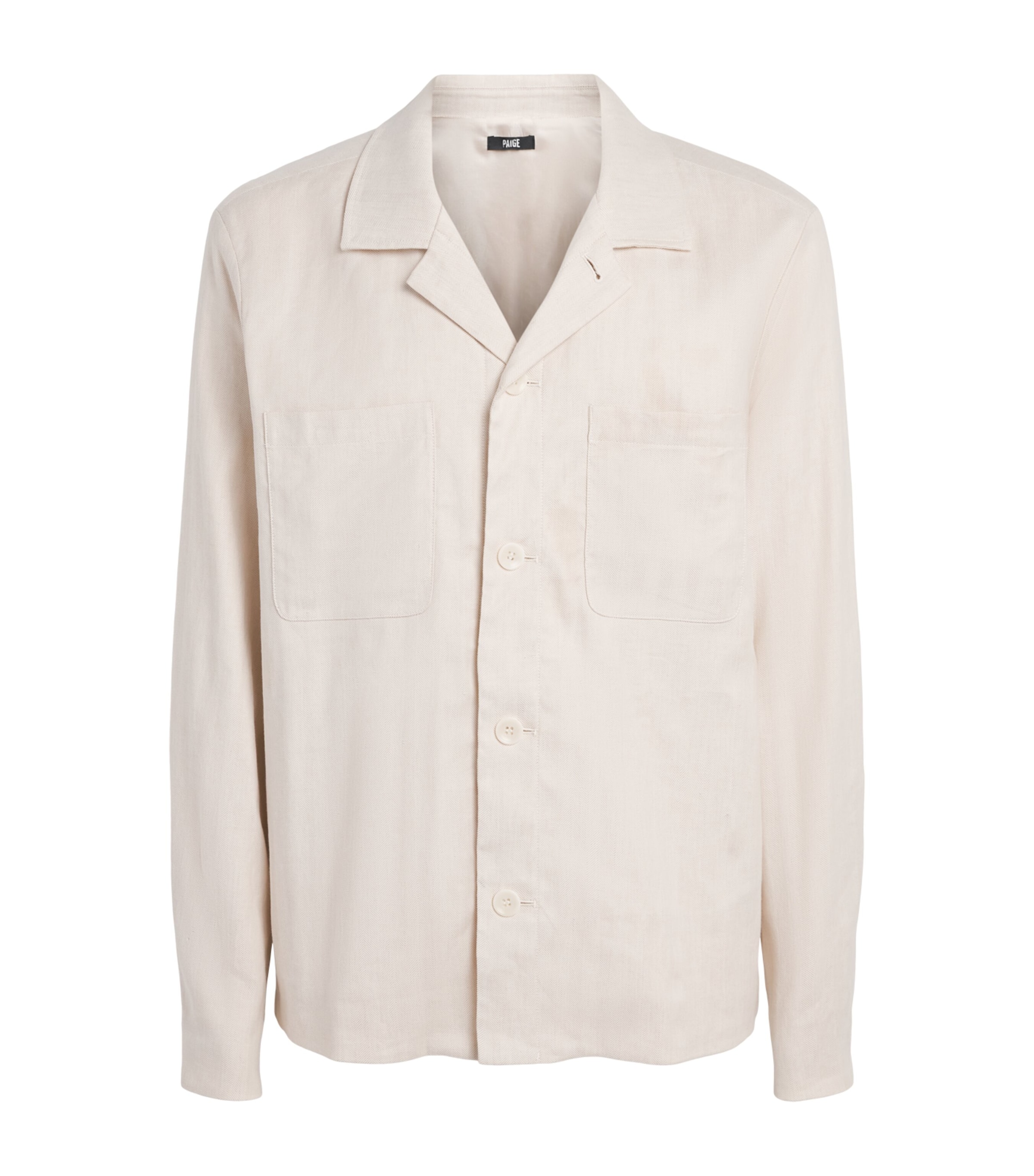 PAIGE Mens Herringbone Latigo Shirt Fossil Hrrngbn Image 1