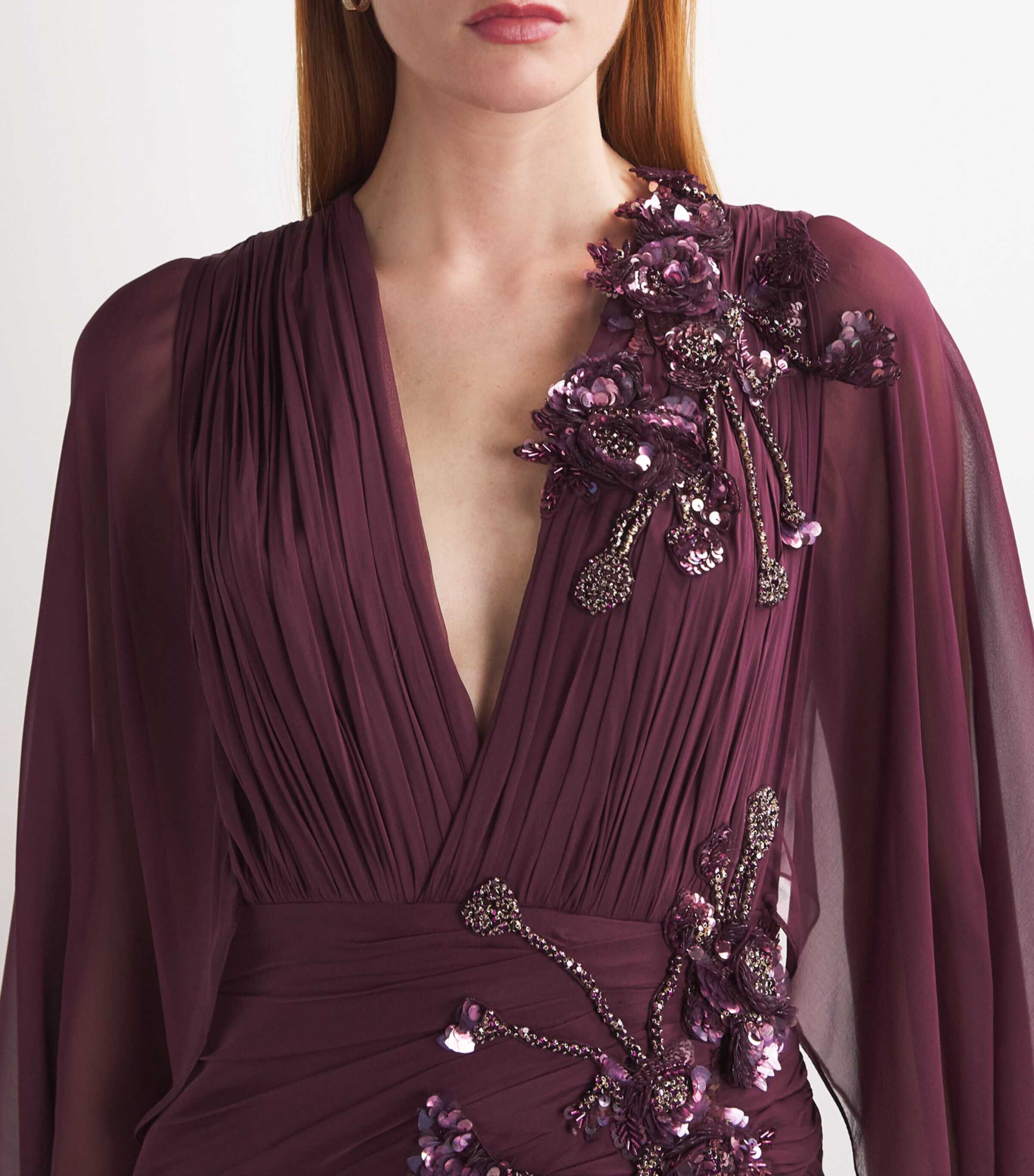 Zuhair Murad Purple Silk Crystal-Embellished Gown