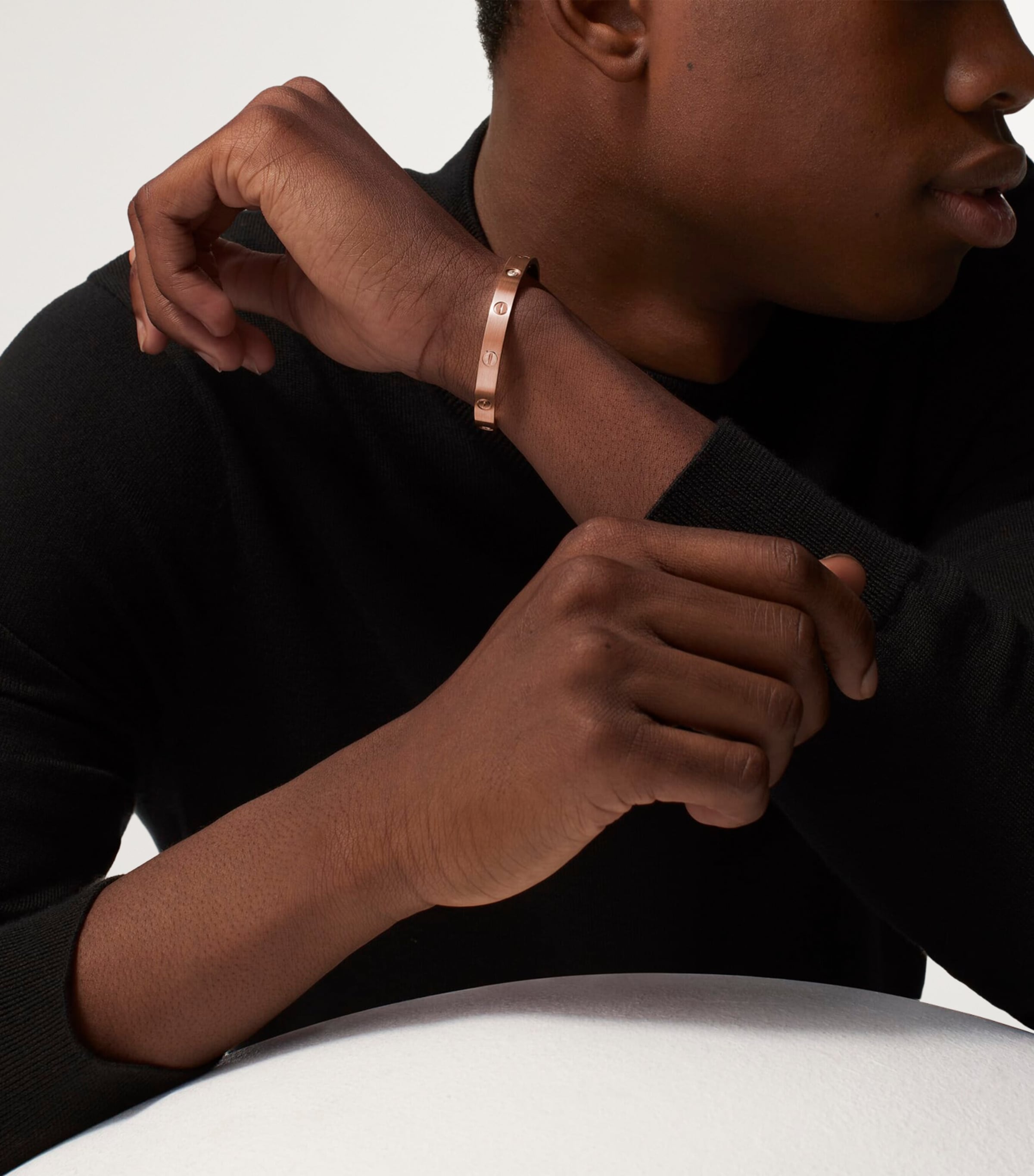 Brushed Rose Gold and Diamond Love Bangle ROSE GOLD Image 5