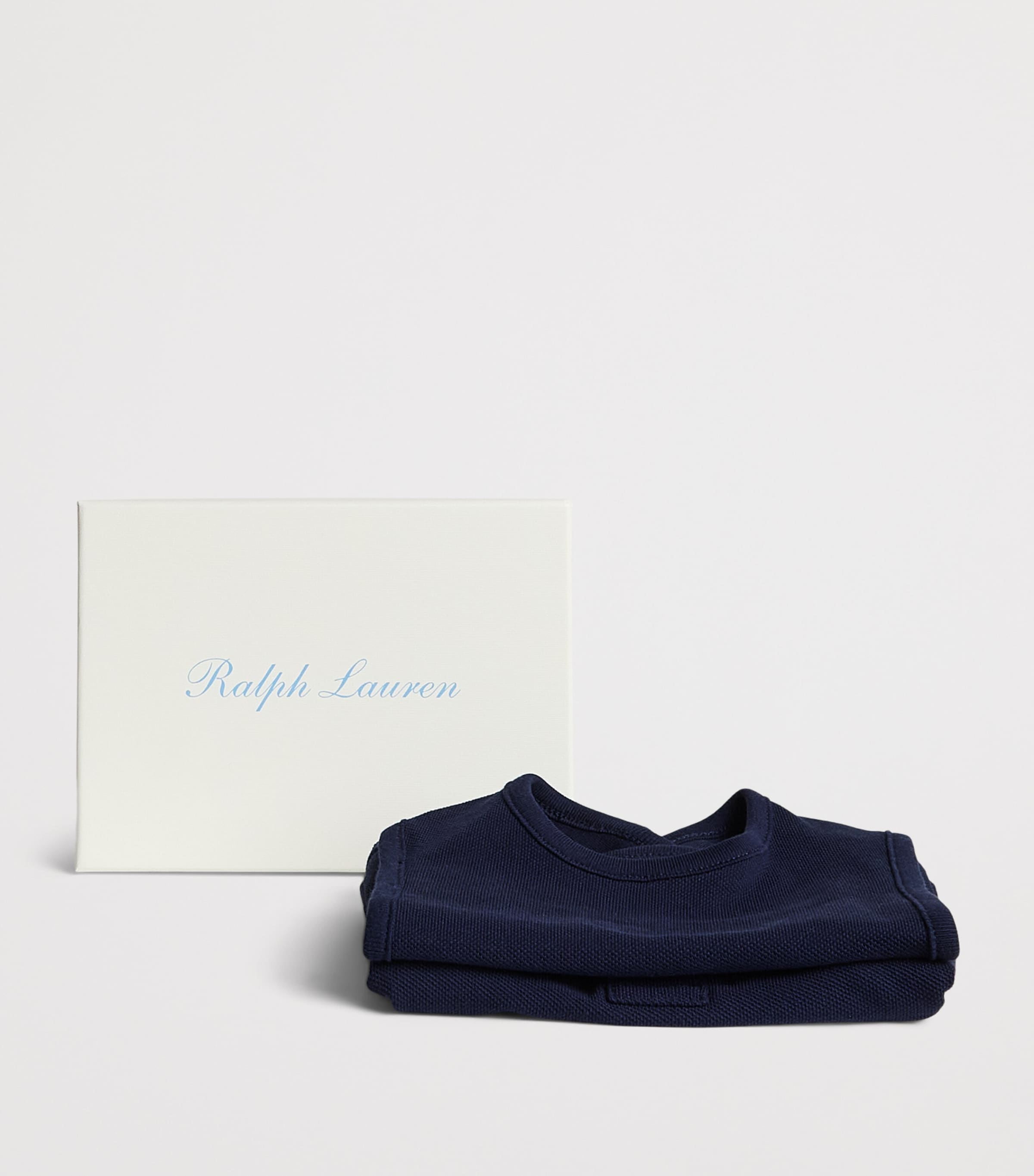Ralph Lauren Kids Cotton Bodysuit and Bib Set (3-12 Months) Refined Navy Image 3