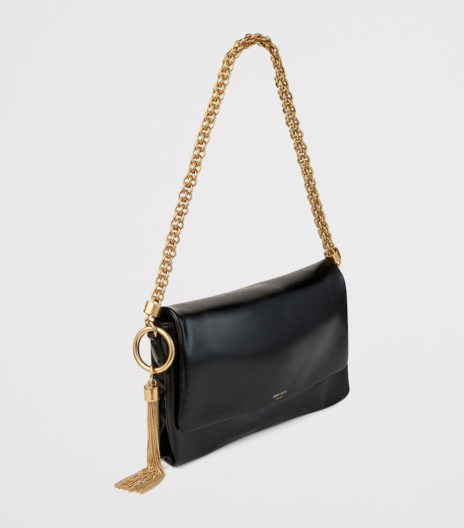 Leather Callie Flap Shoulder Bag BLACK/GOLD Image 2