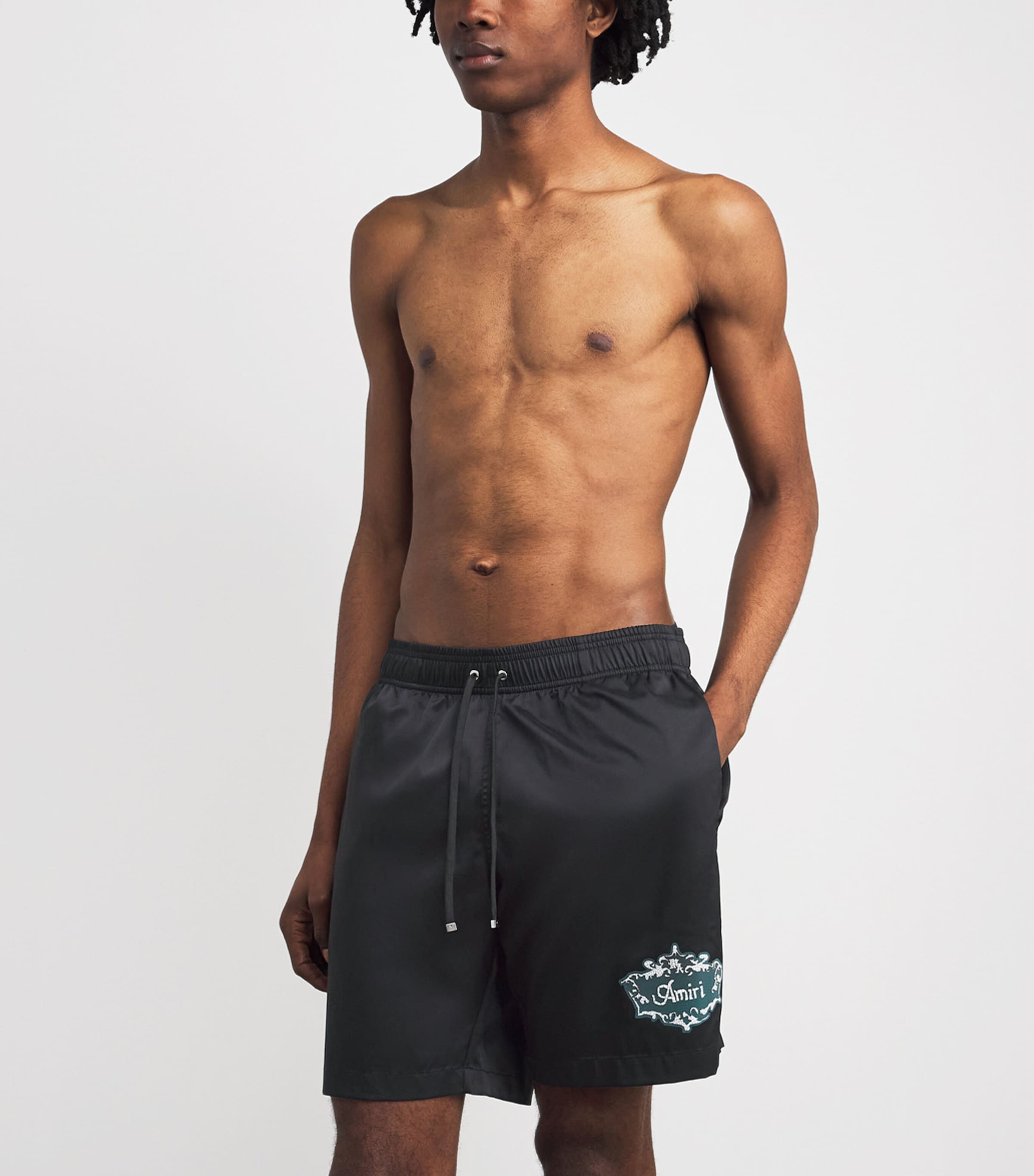 AMIRI Mens Chateau Crest Swim Shorts Black Image 2