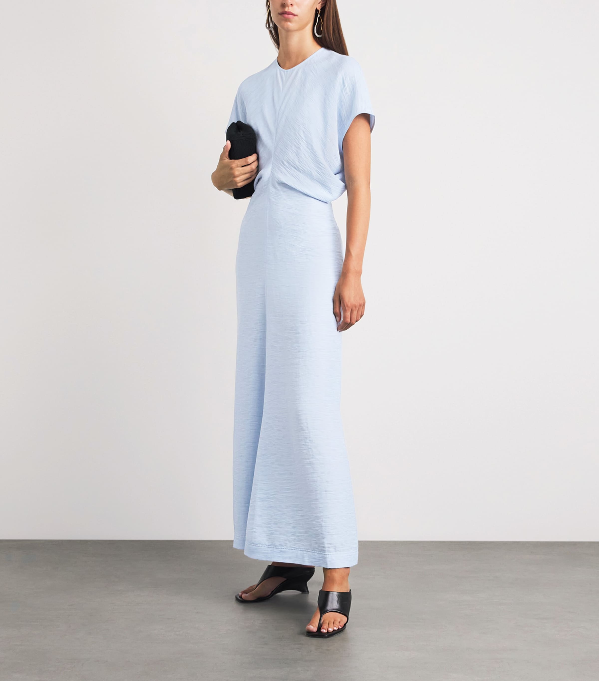 Toteme Womens Slubbed Slouch-Waist Midi Dress Sky Image 2
