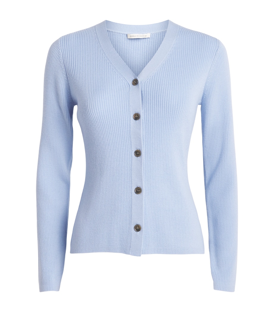 Emilia Wickstead Womens Merino Wool Ash Cardigan Baby Blue Image 1
